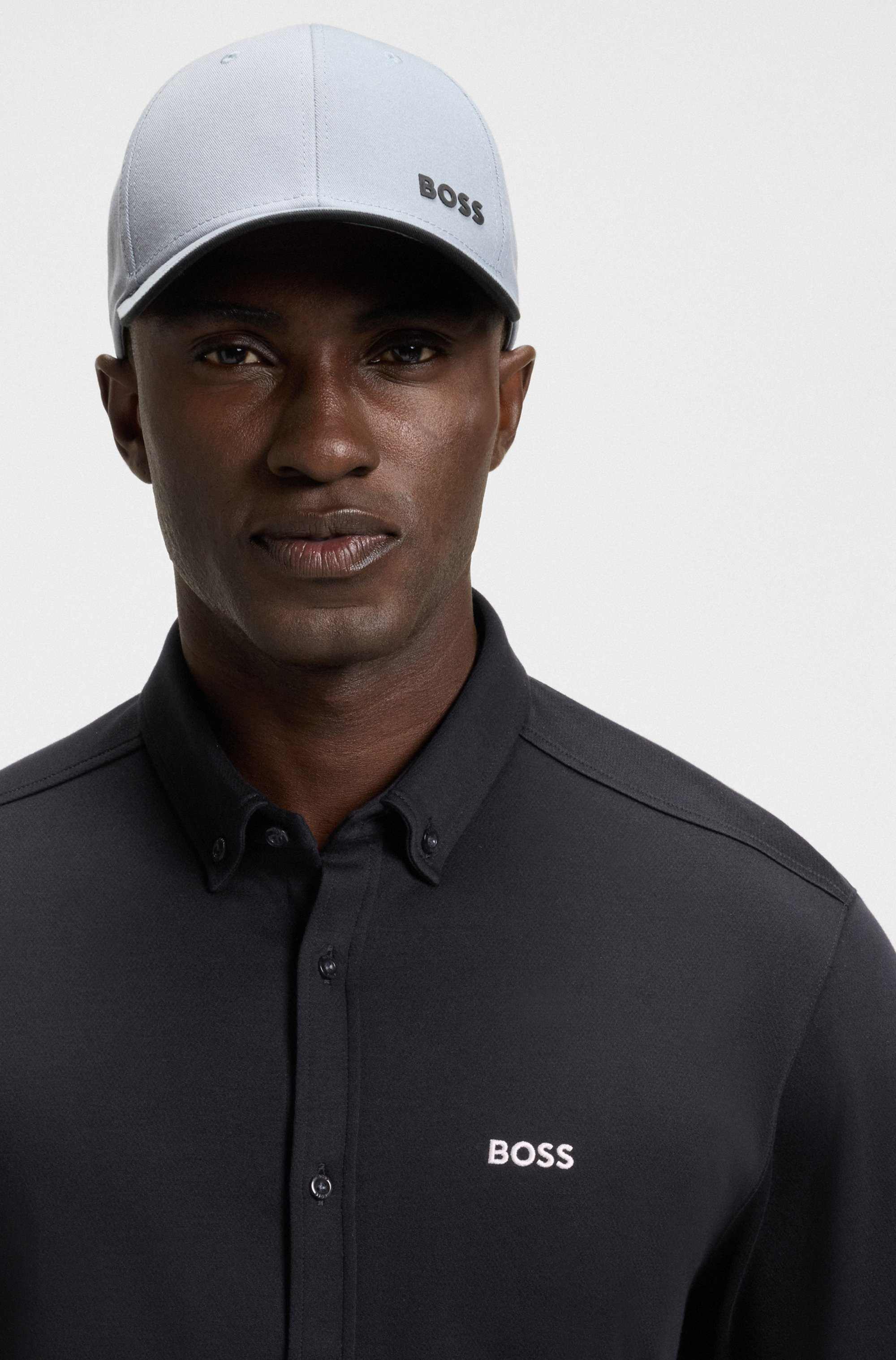 Regular-fit shirt in dynamic cotton jersey