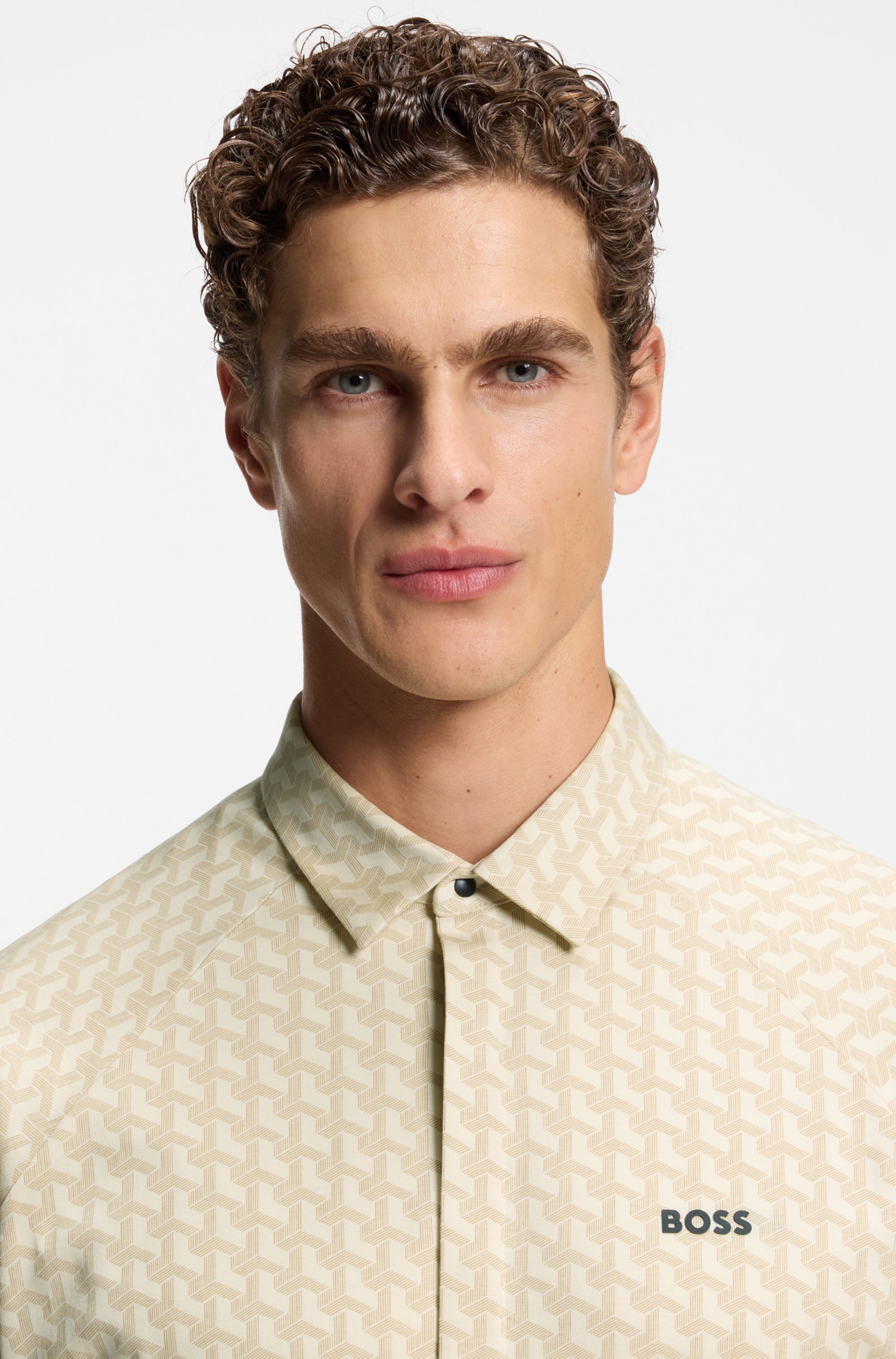 Regular-fit shirt in knitted cotton piqué