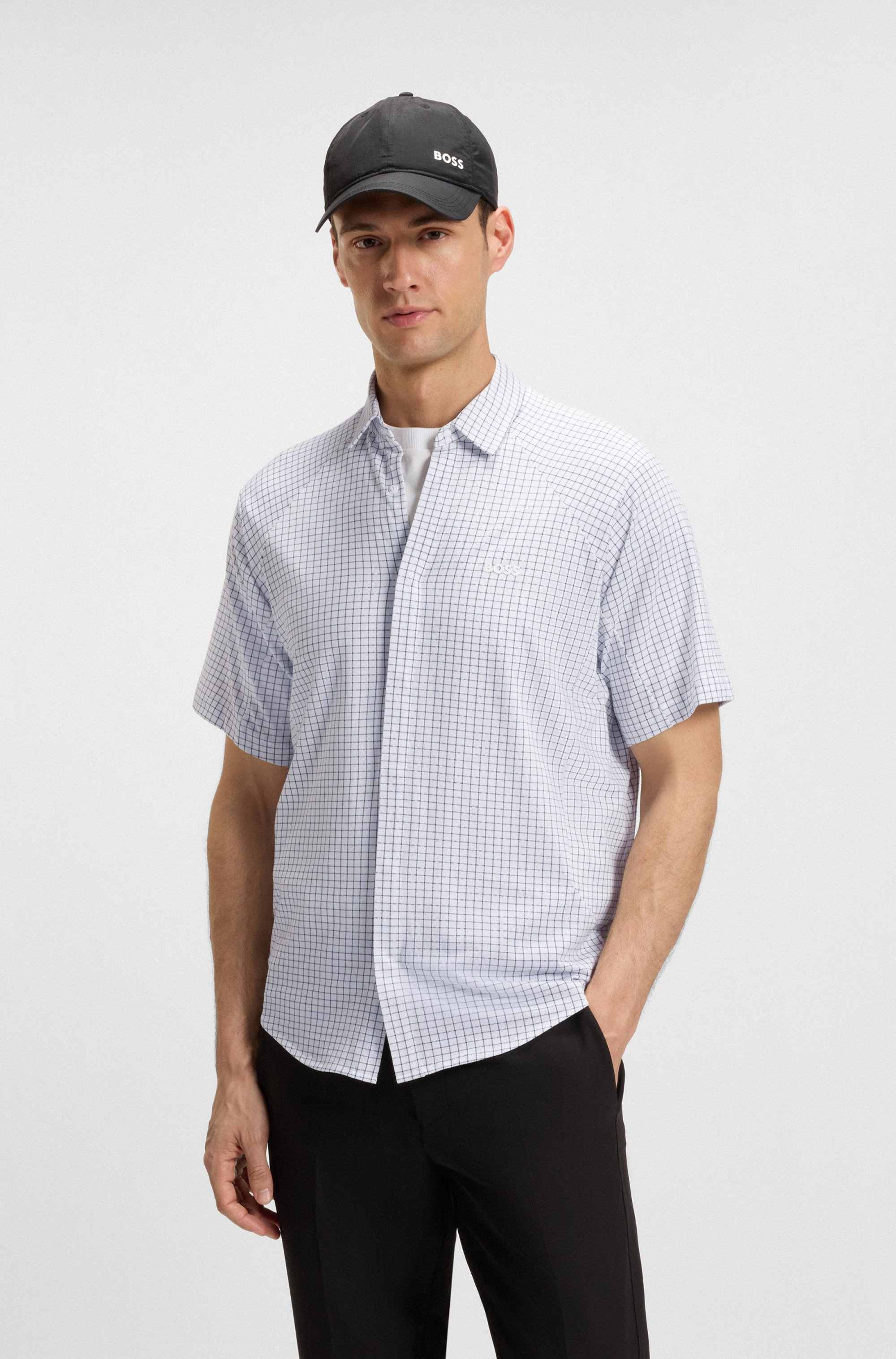 Regular-fit shirt in knitted cotton piqué