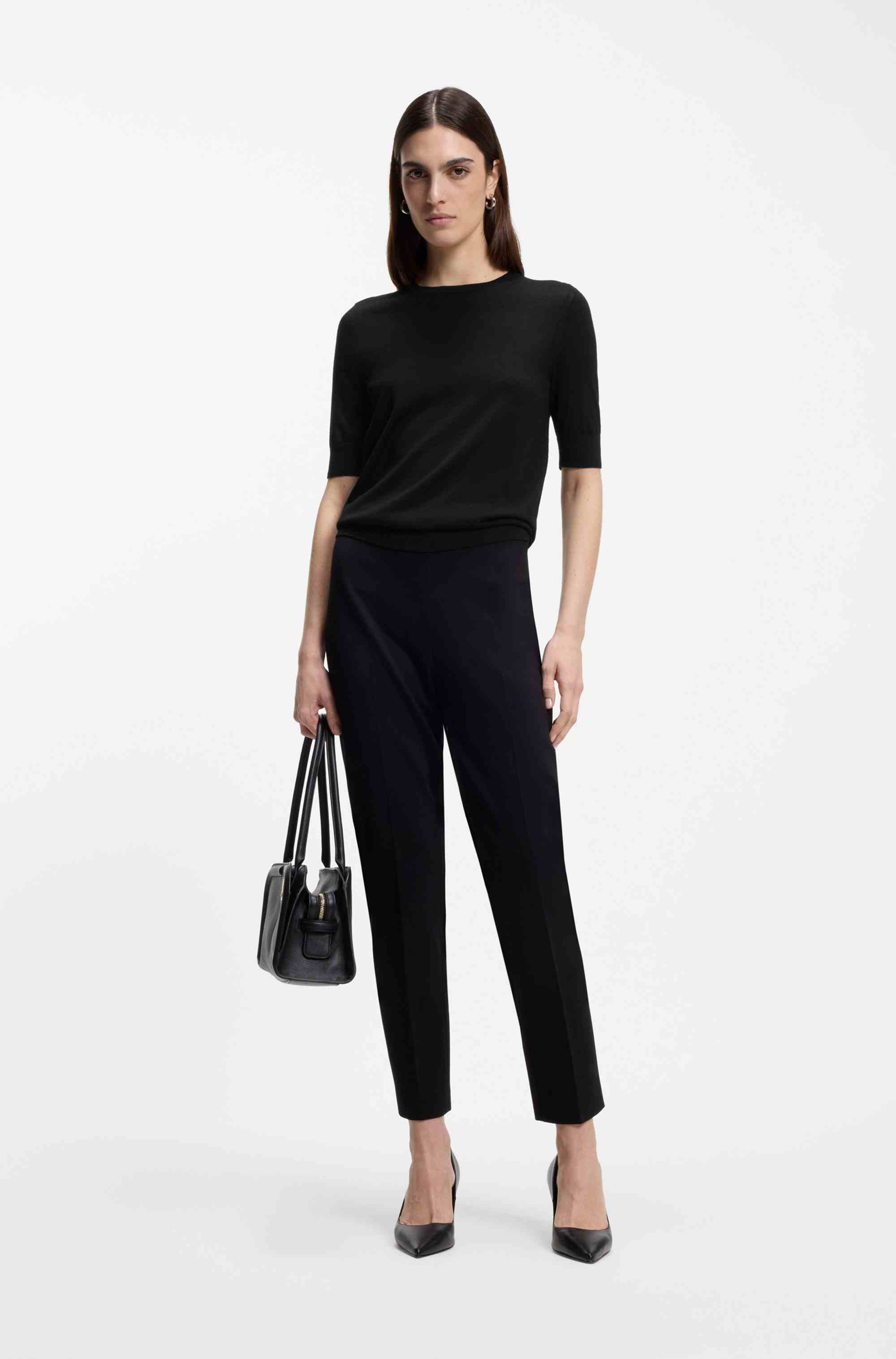 Short-sleeved sweater in merino wool