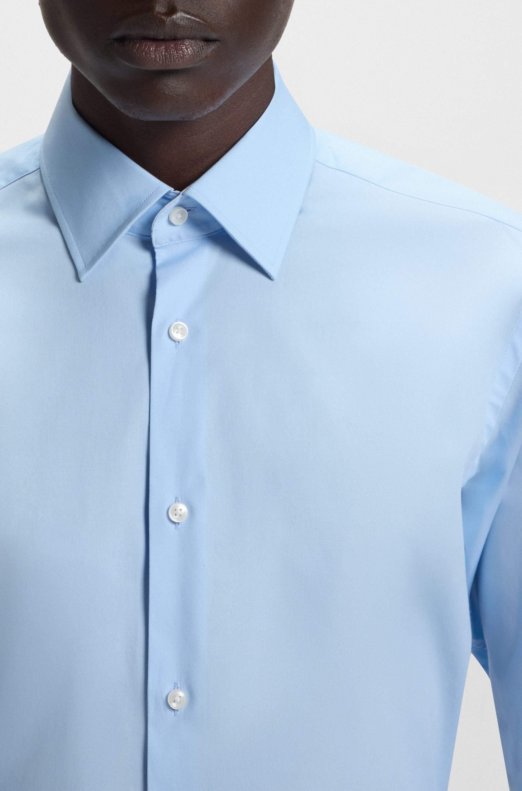 Regular-fit shirt in easy-iron stretch-cotton poplin