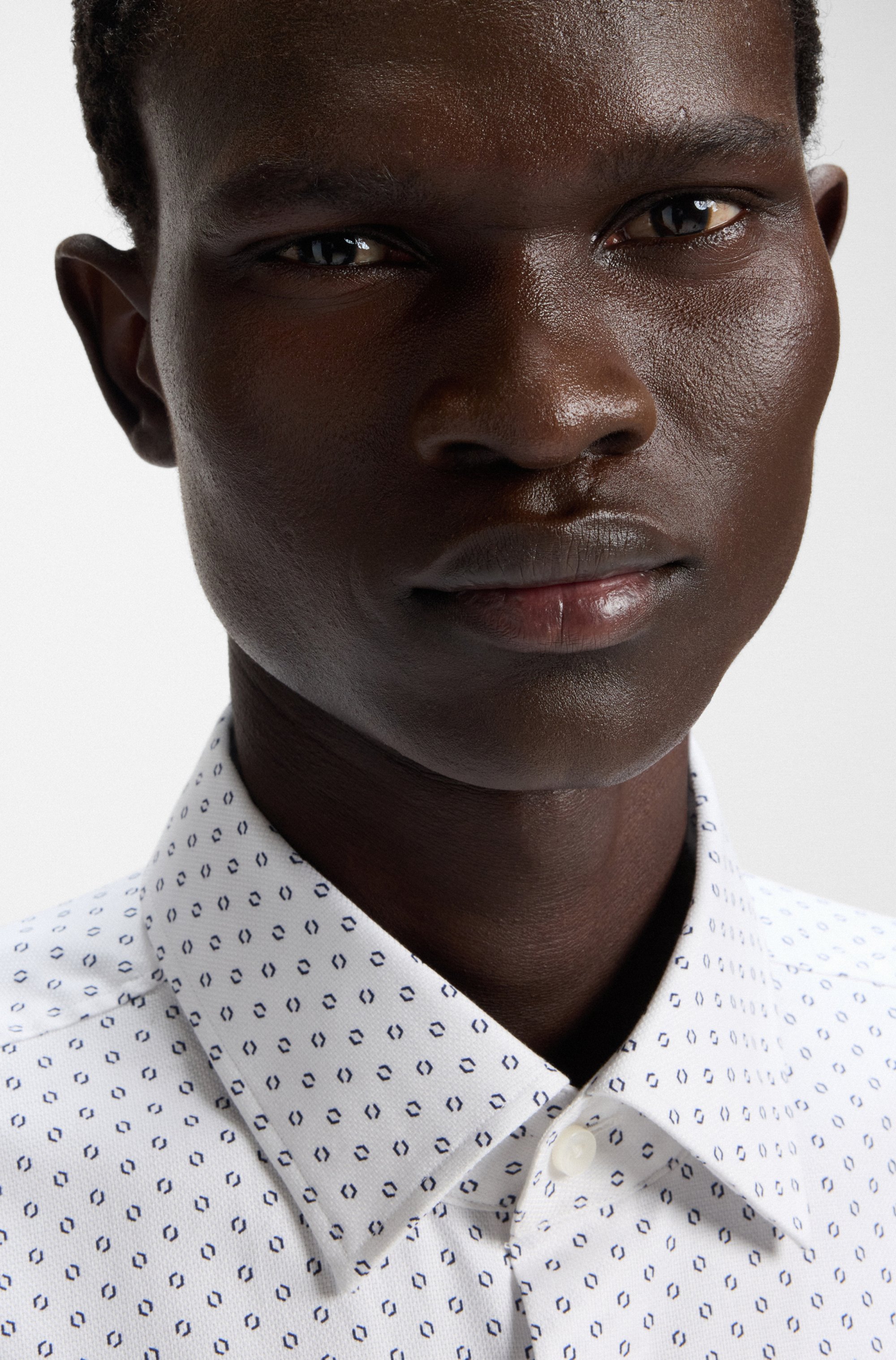 Slim-fit shirt in printed Oxford stretch cotton