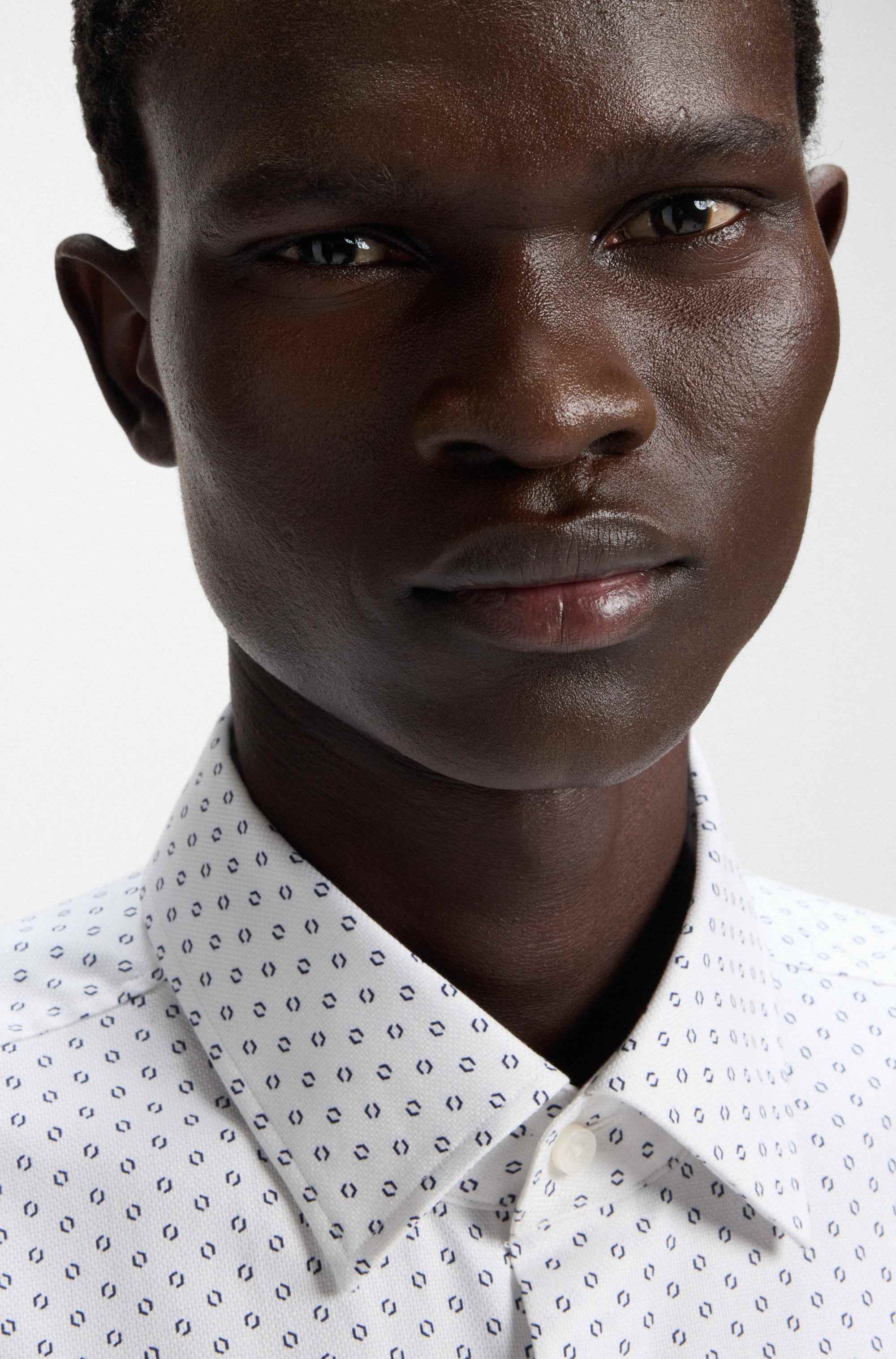 Slim-fit shirt in printed Oxford stretch cotton