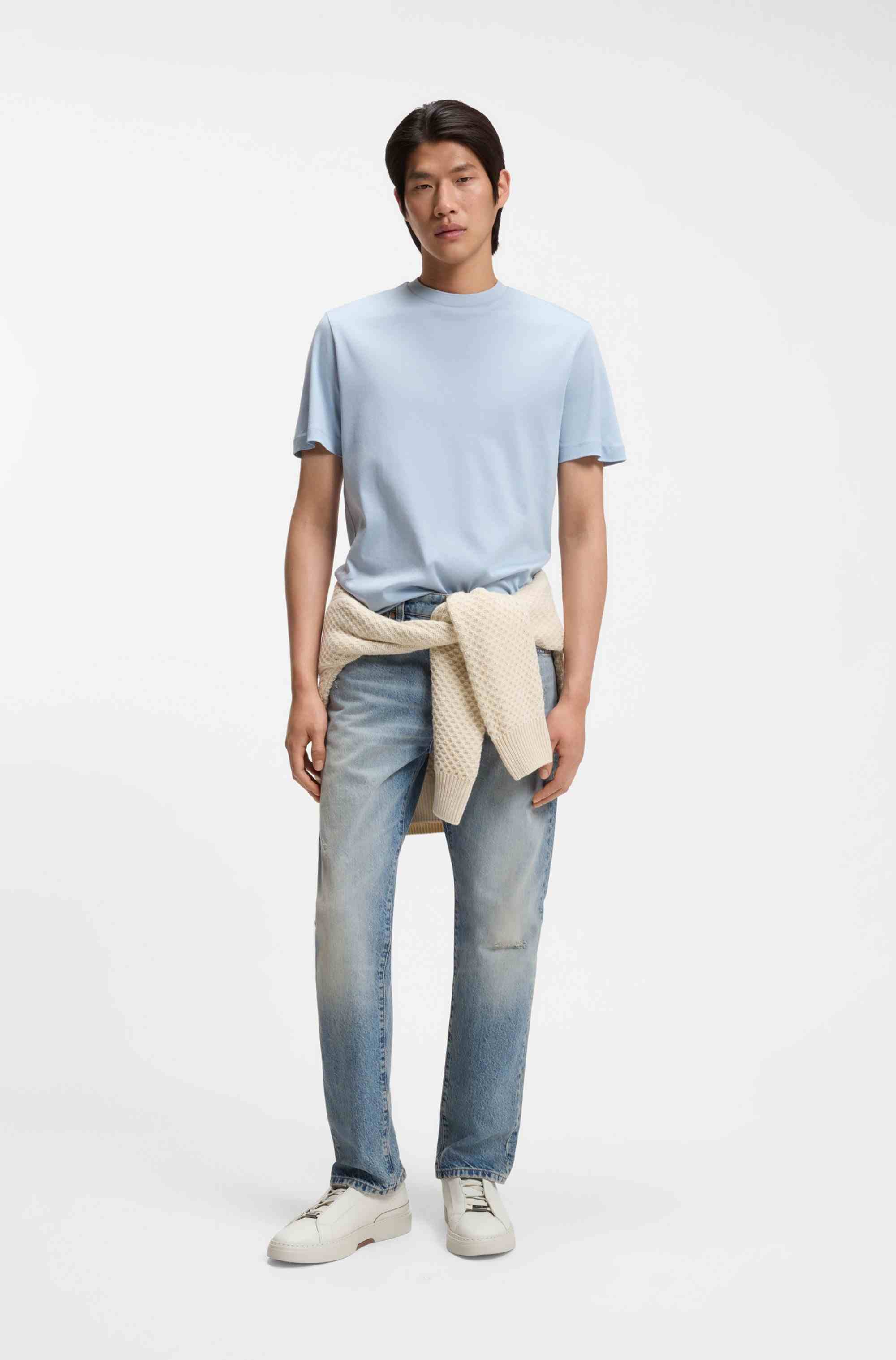 Gary trainers in grained leather with signature trims