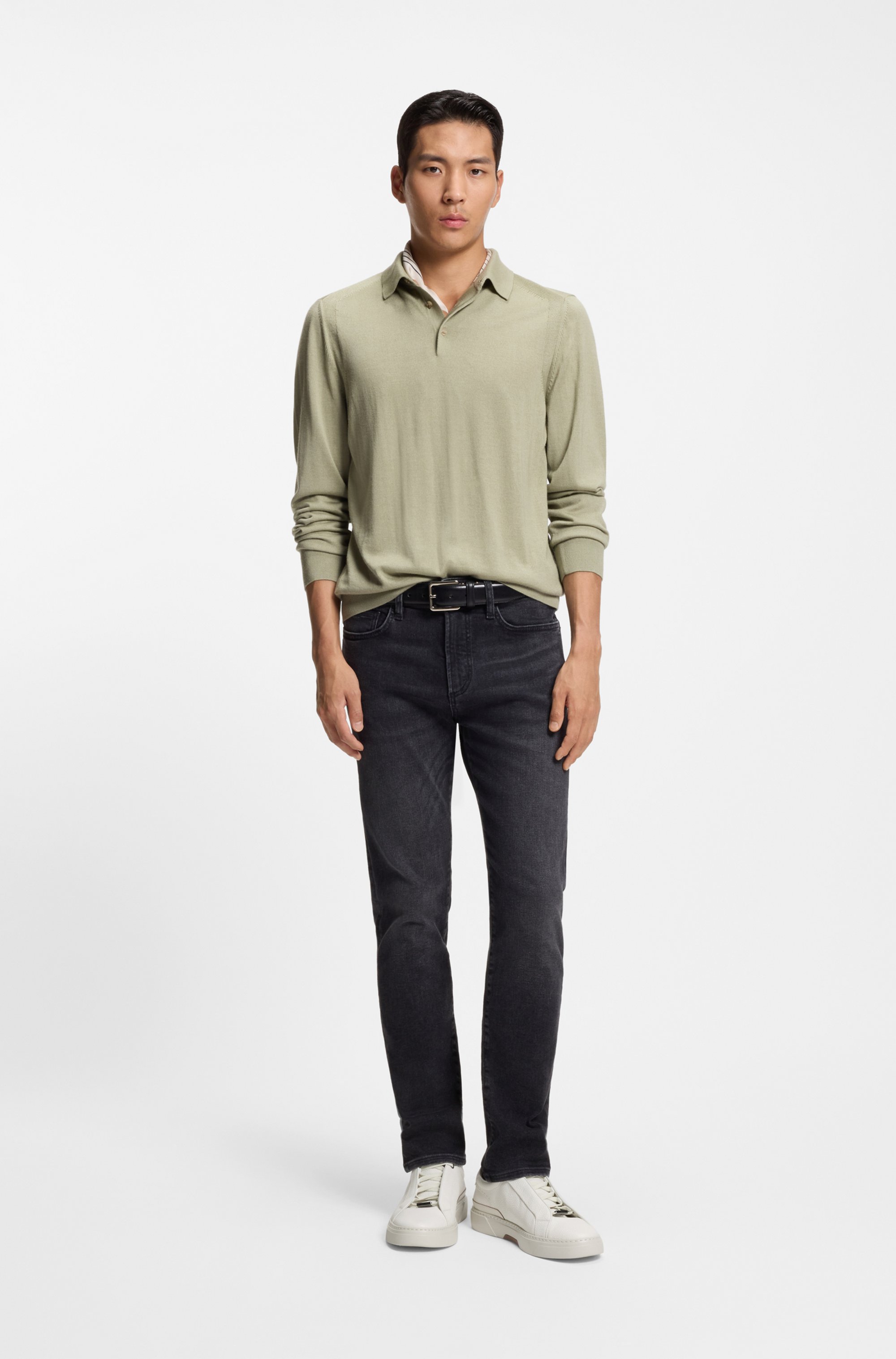 Gary trainers in grained leather with signature trims