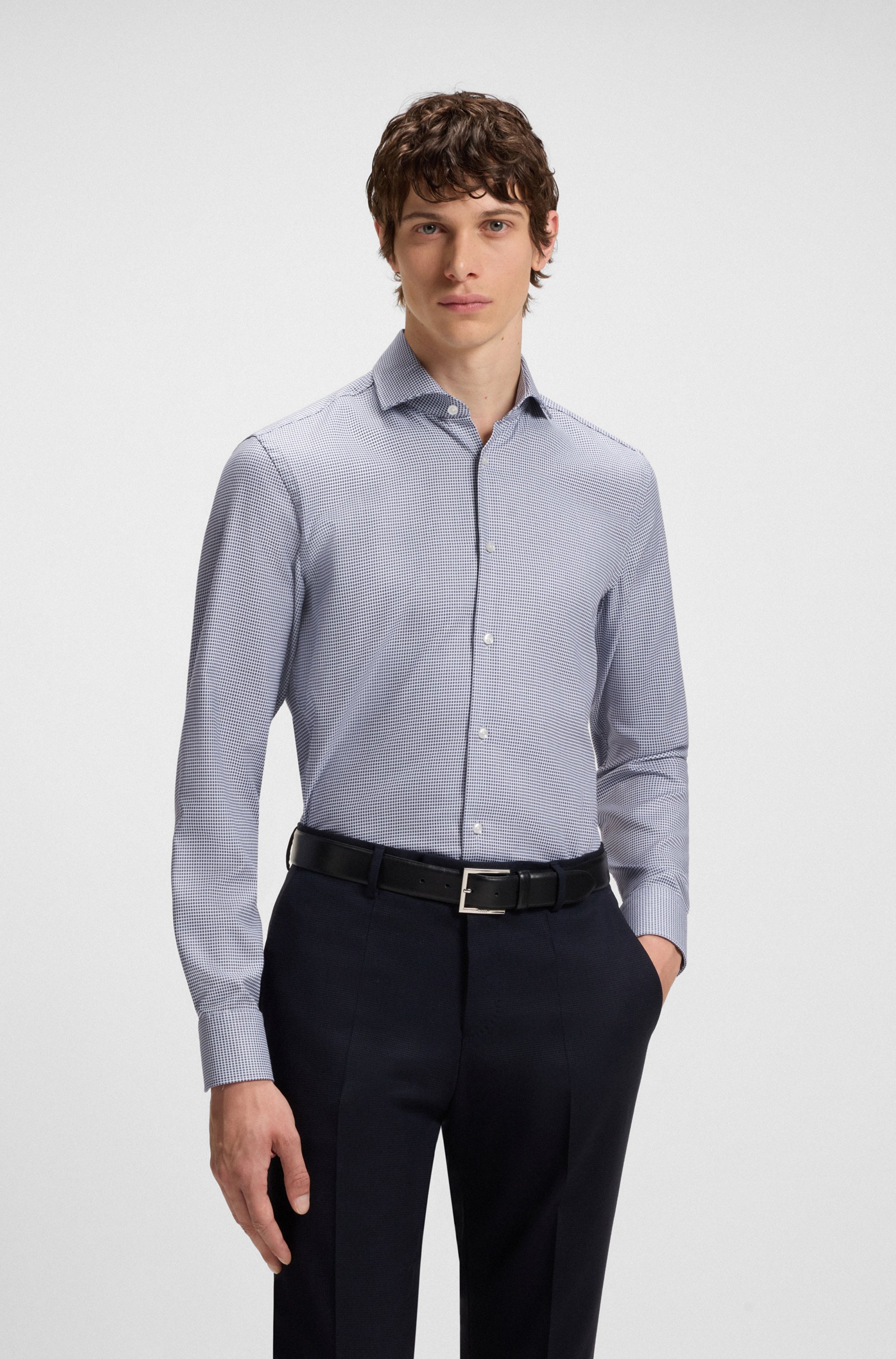 Slim-fit shirt in structured cotton