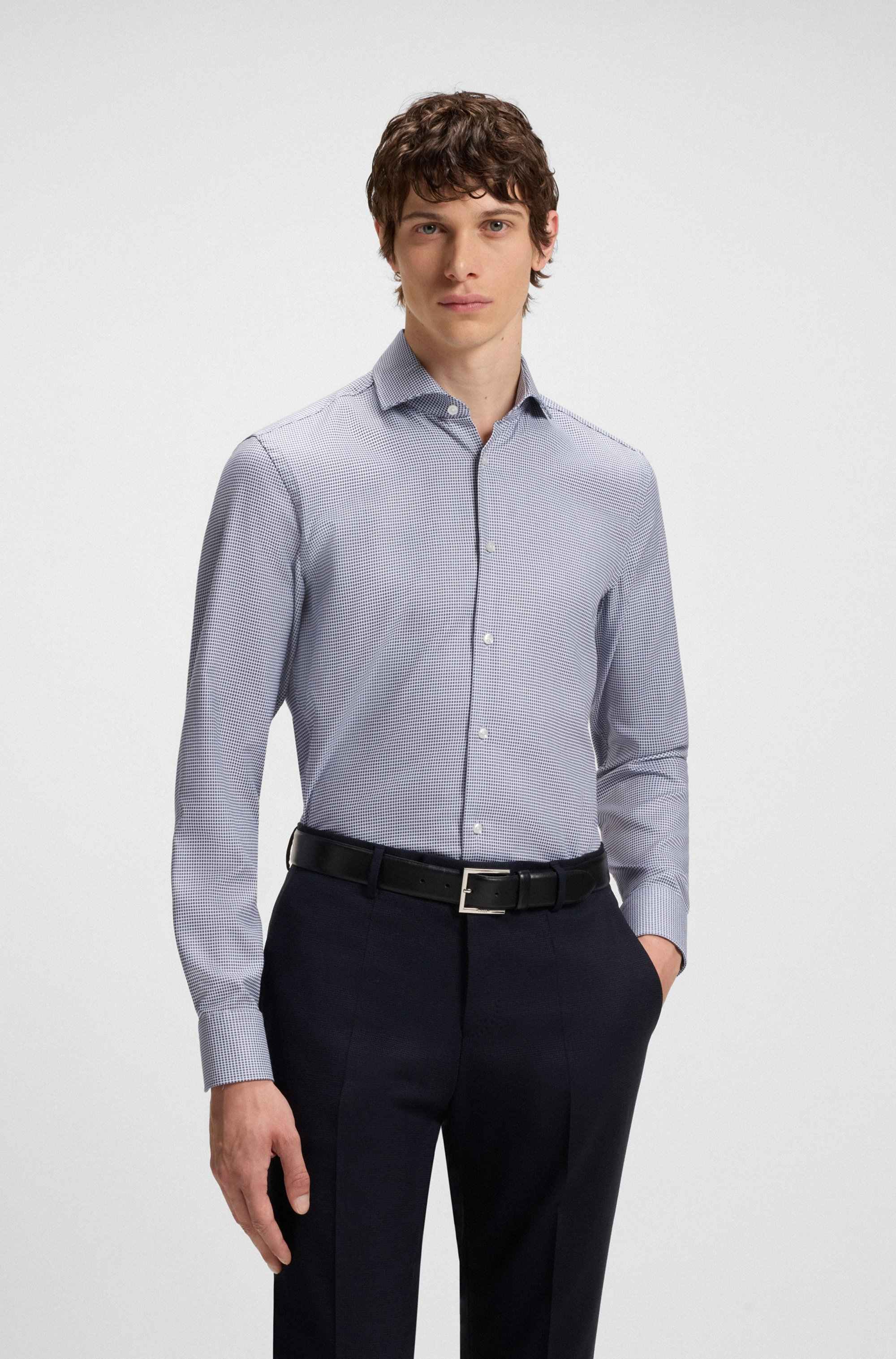 Slim-fit shirt in structured cotton