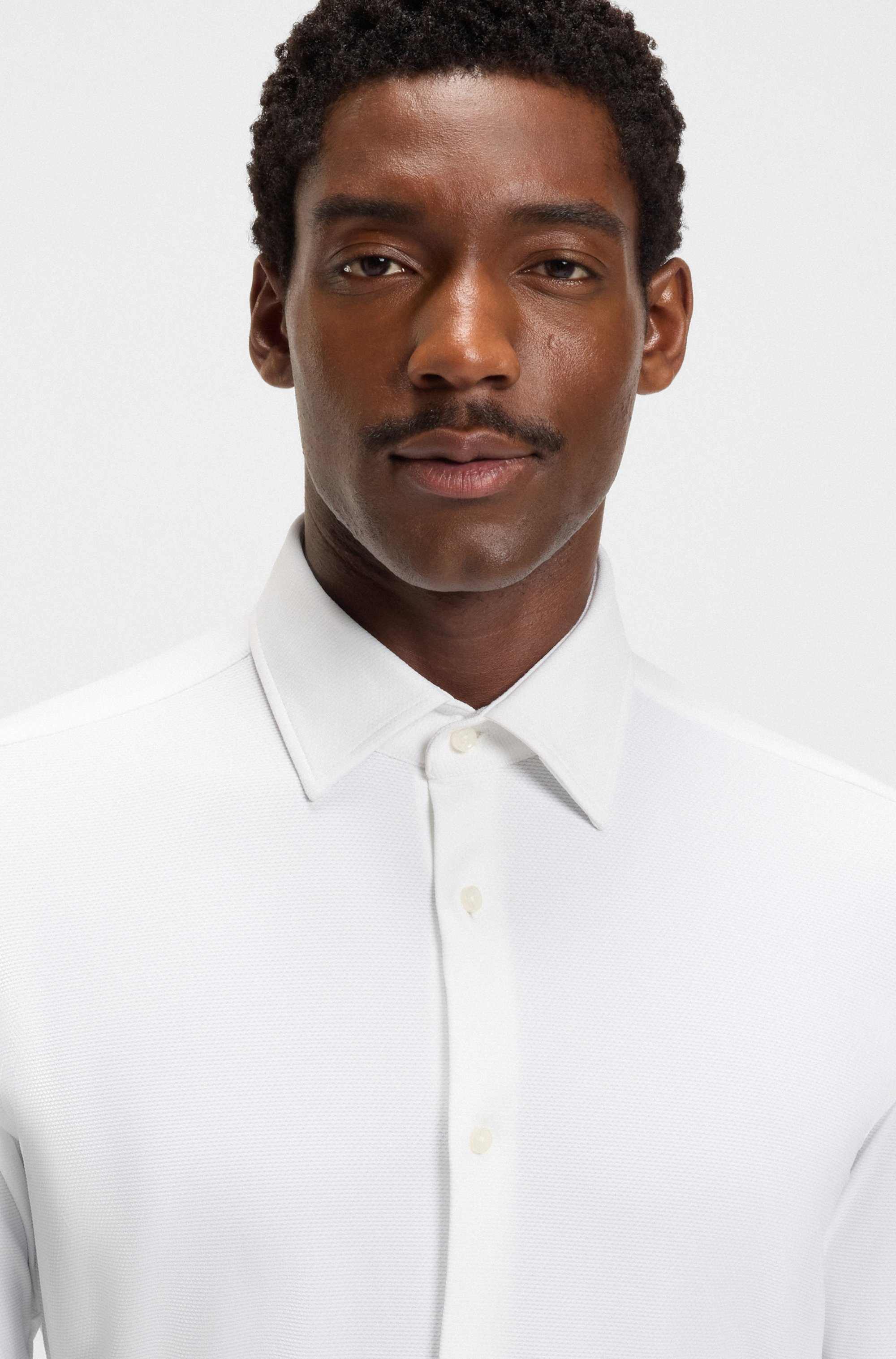 Slim-fit shirt in structured performance-stretch jersey