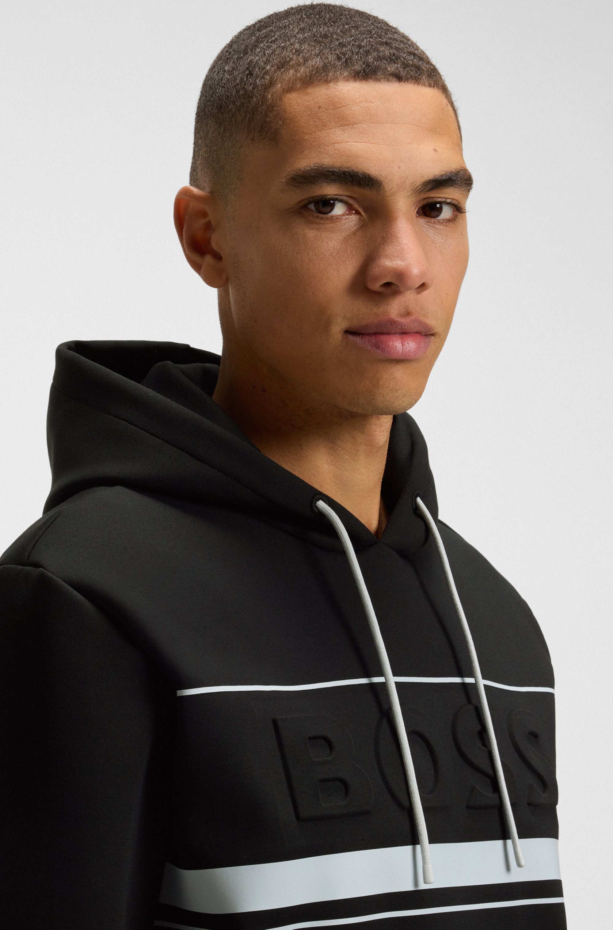 Cotton-blend hoodie with stripe details