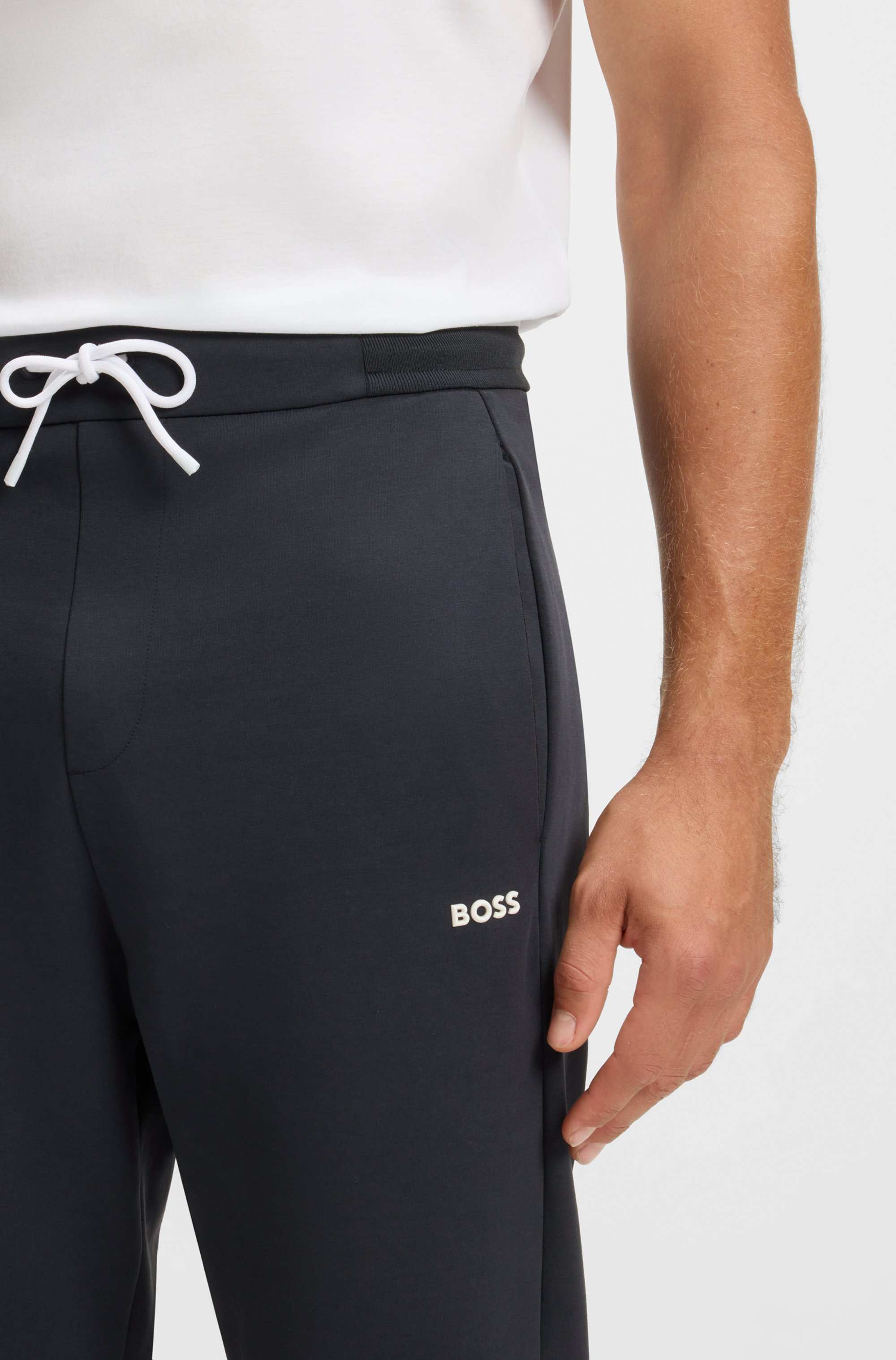 Cotton-blend tracksuit bottoms with striped waistband