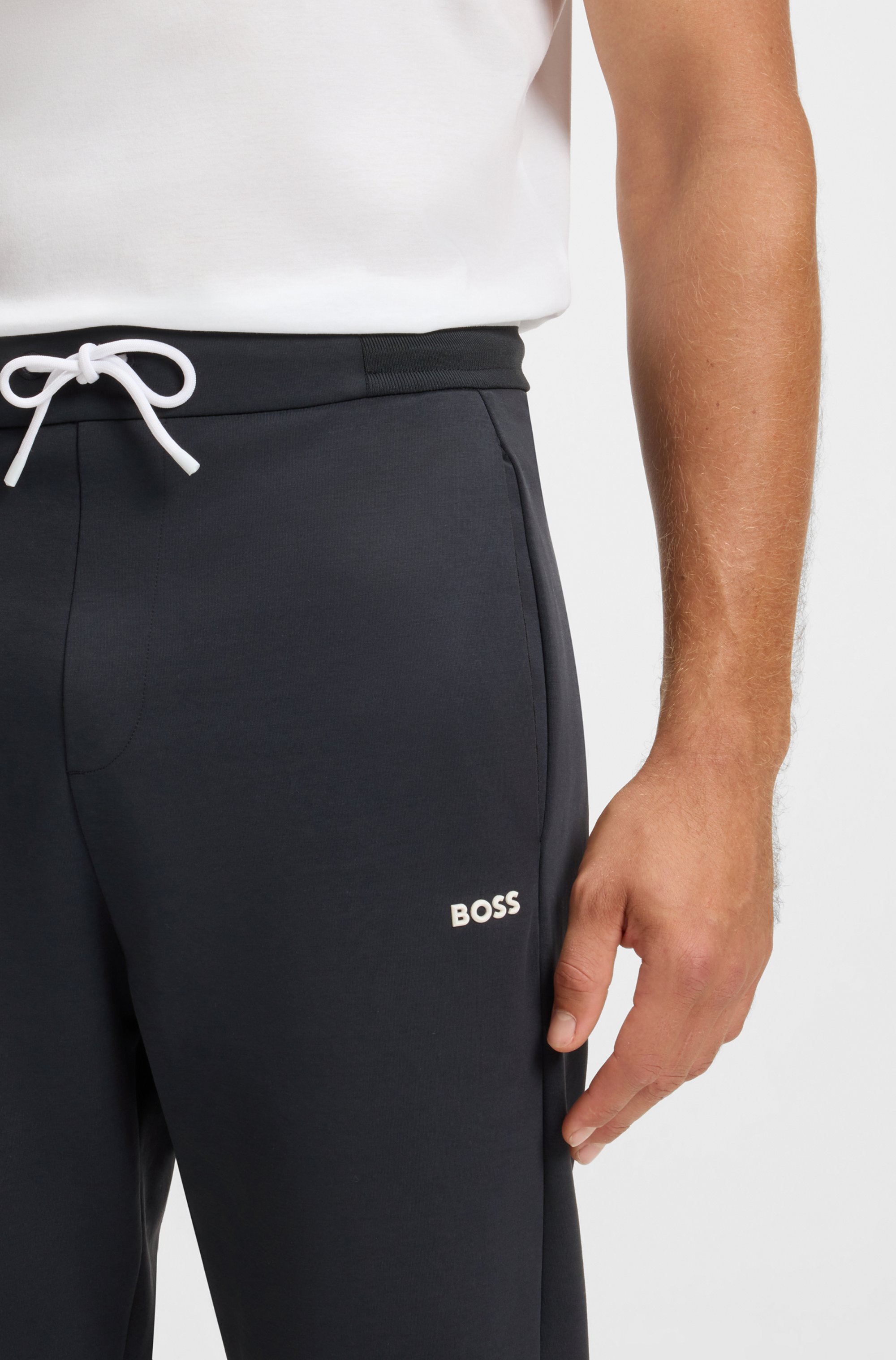 Cotton-blend tracksuit bottoms with striped waistband