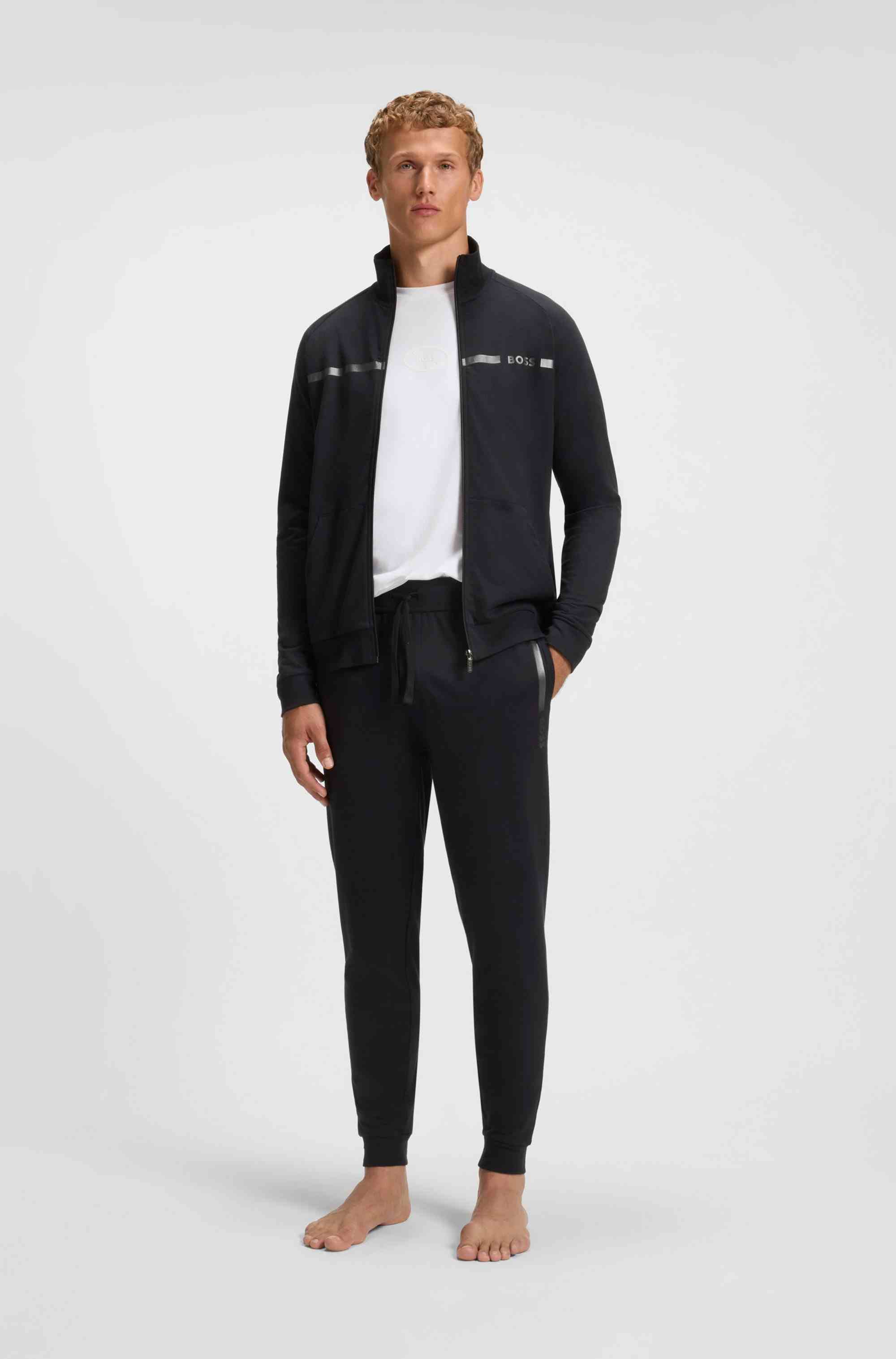 Cotton-terry tracksuit bottoms with logo print