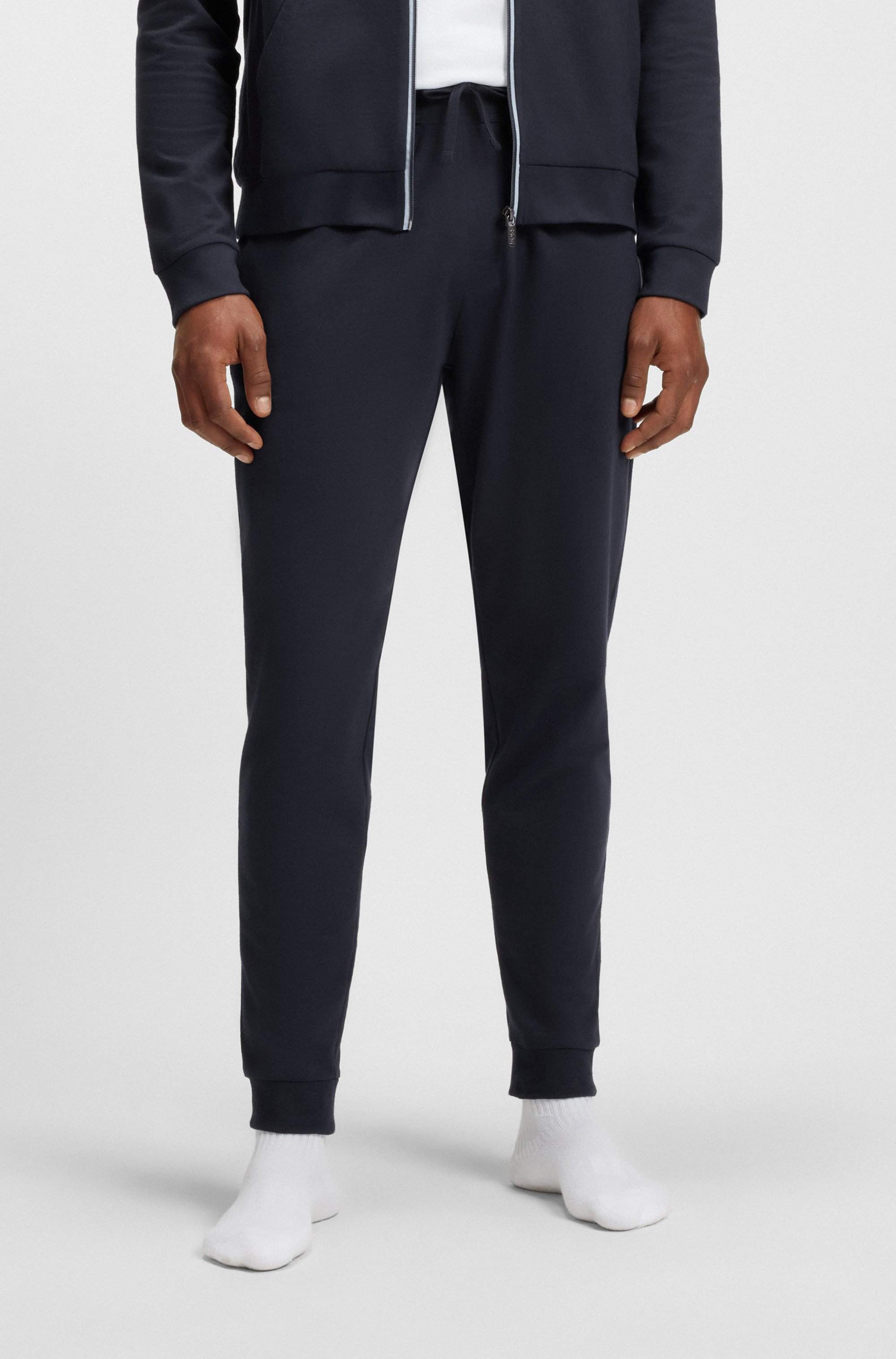 Cotton-terry tracksuit bottoms with logo print