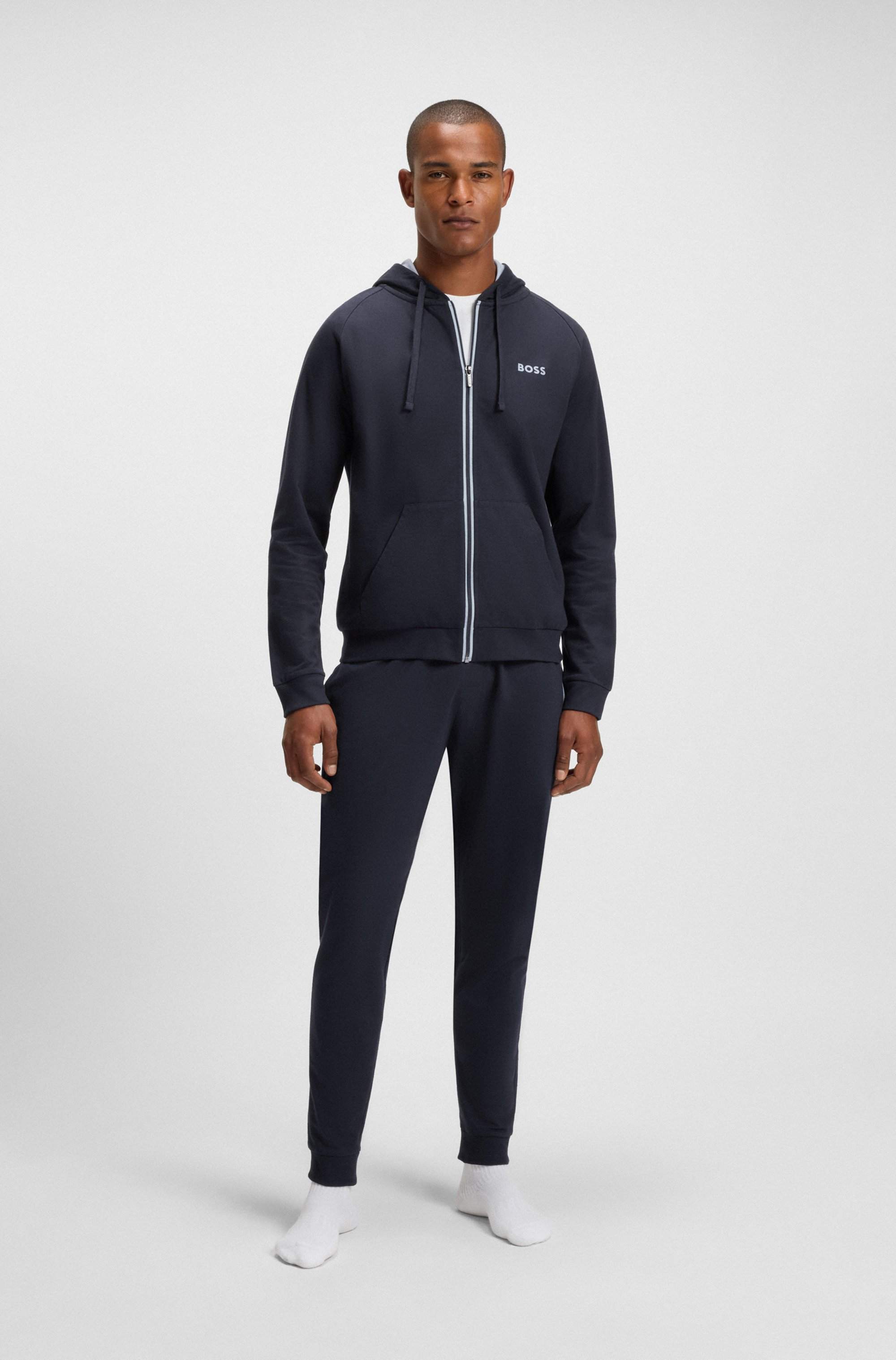 Cotton-terry tracksuit bottoms with logo print