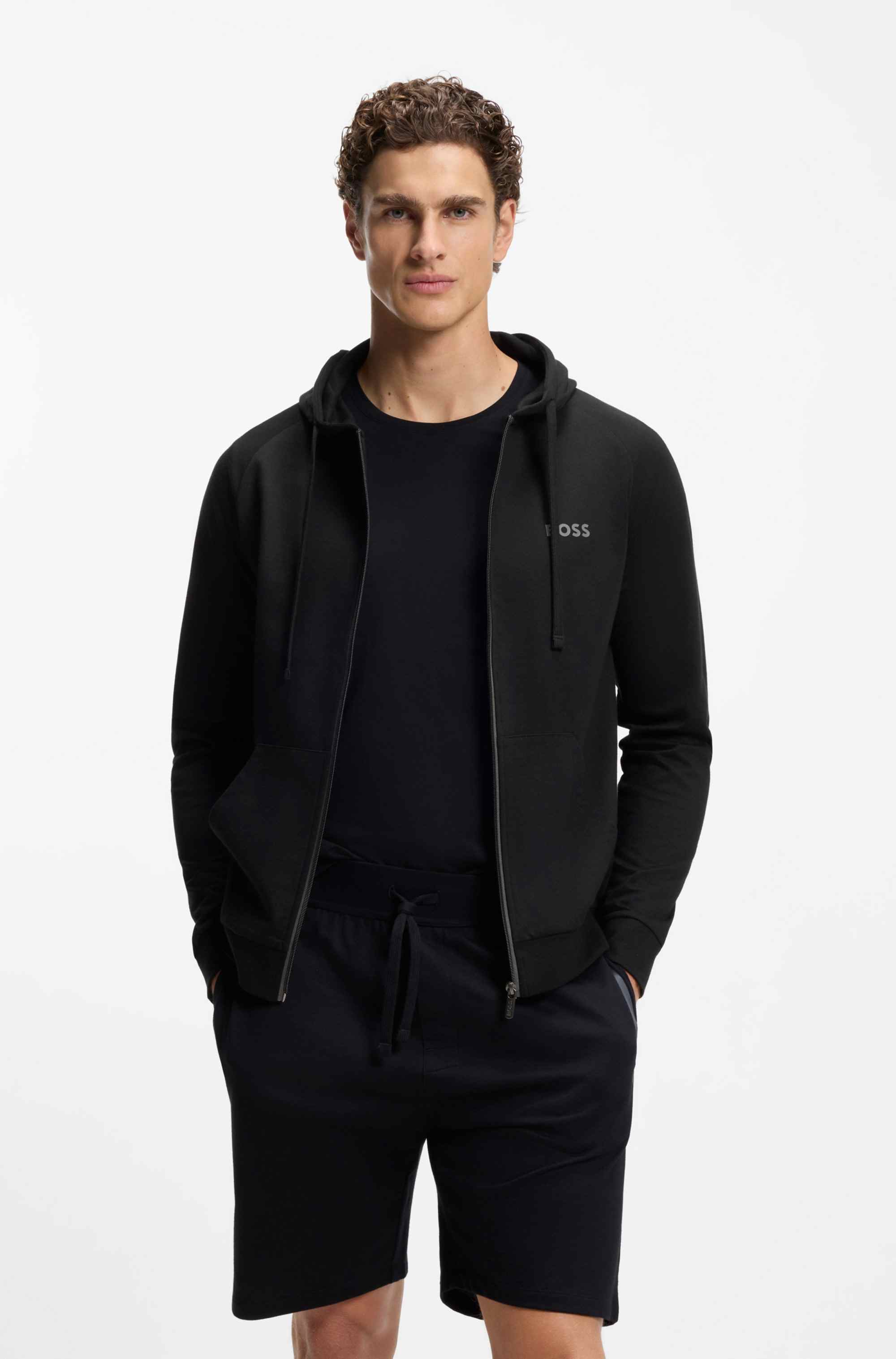 Cotton-terry hoodie with contrast zip