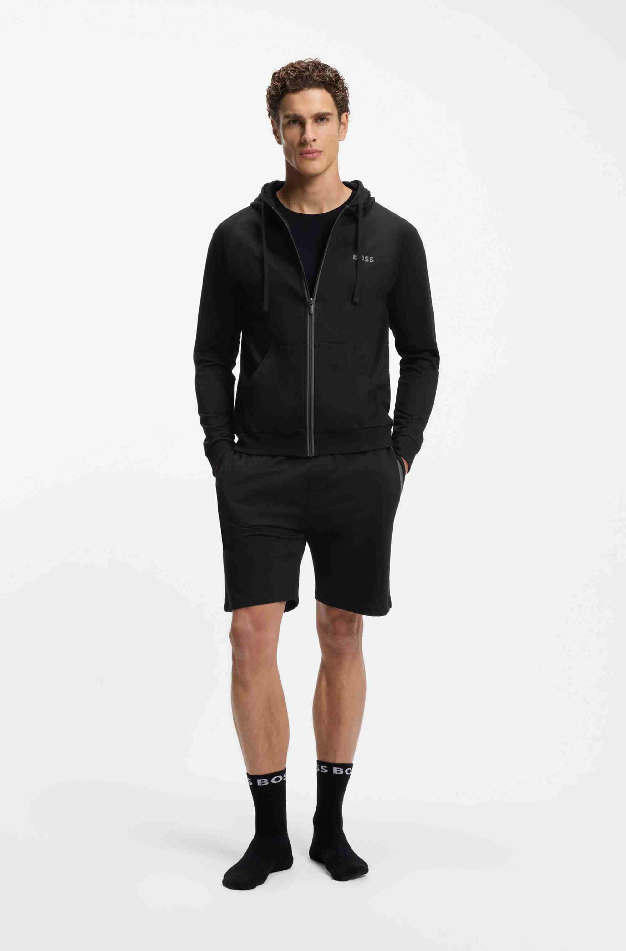 Cotton-terry hoodie with contrast zip