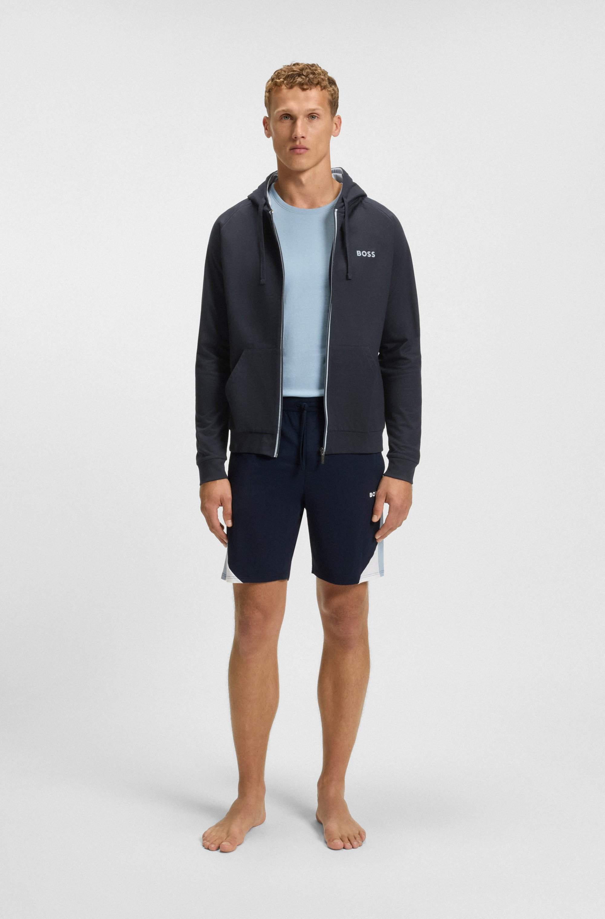 Cotton-terry hoodie with contrast zip