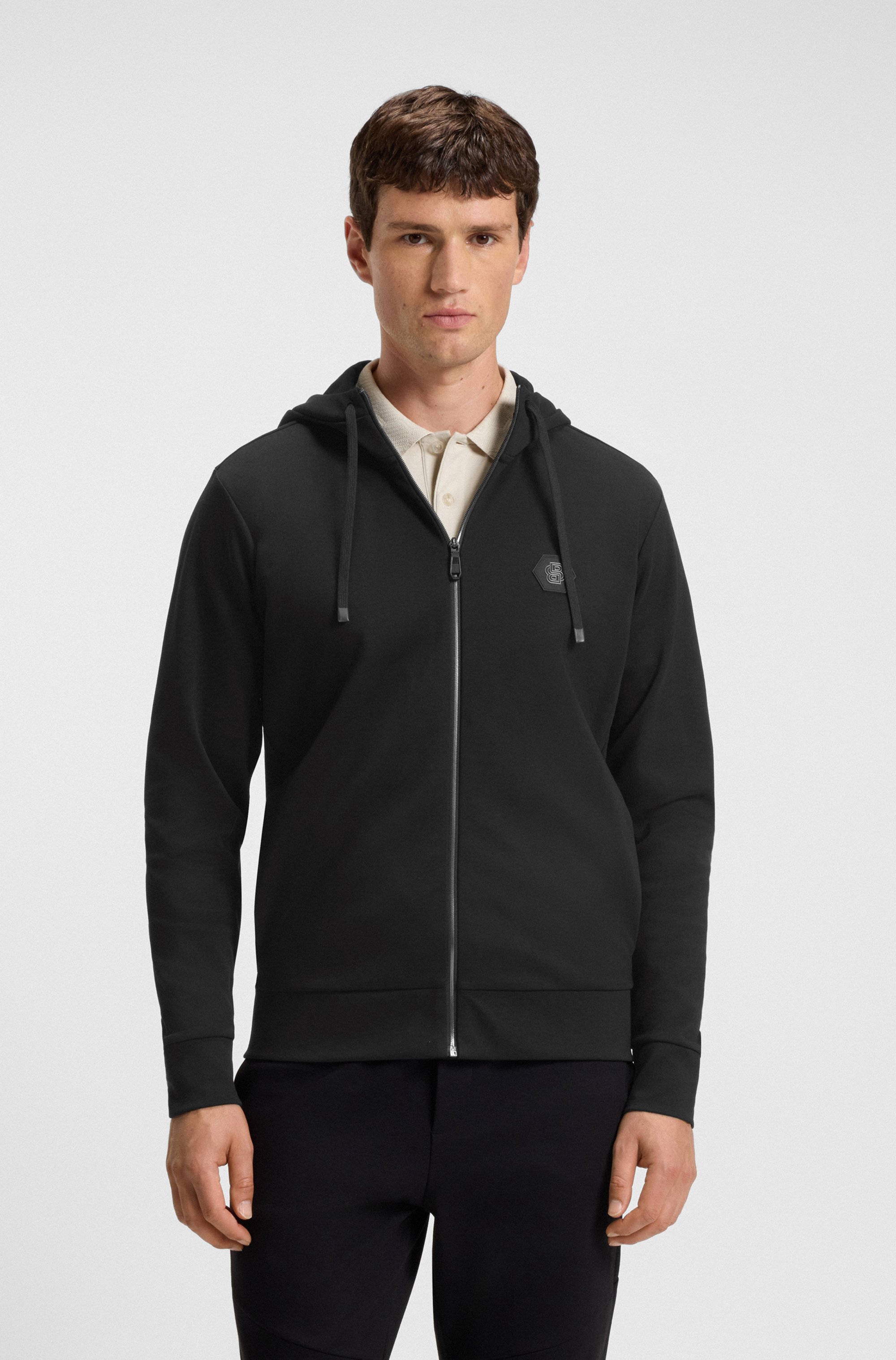Relaxed-fit cotton-blend hoodie with Double B monogram