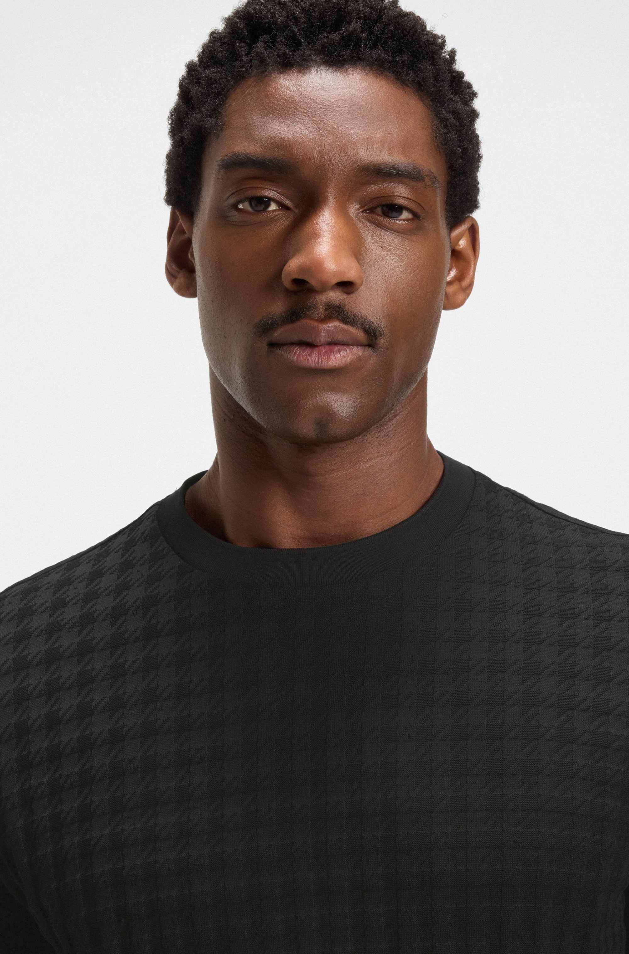 Porsche x BOSS houndstooth-patterned T-shirt in mercerised cotton