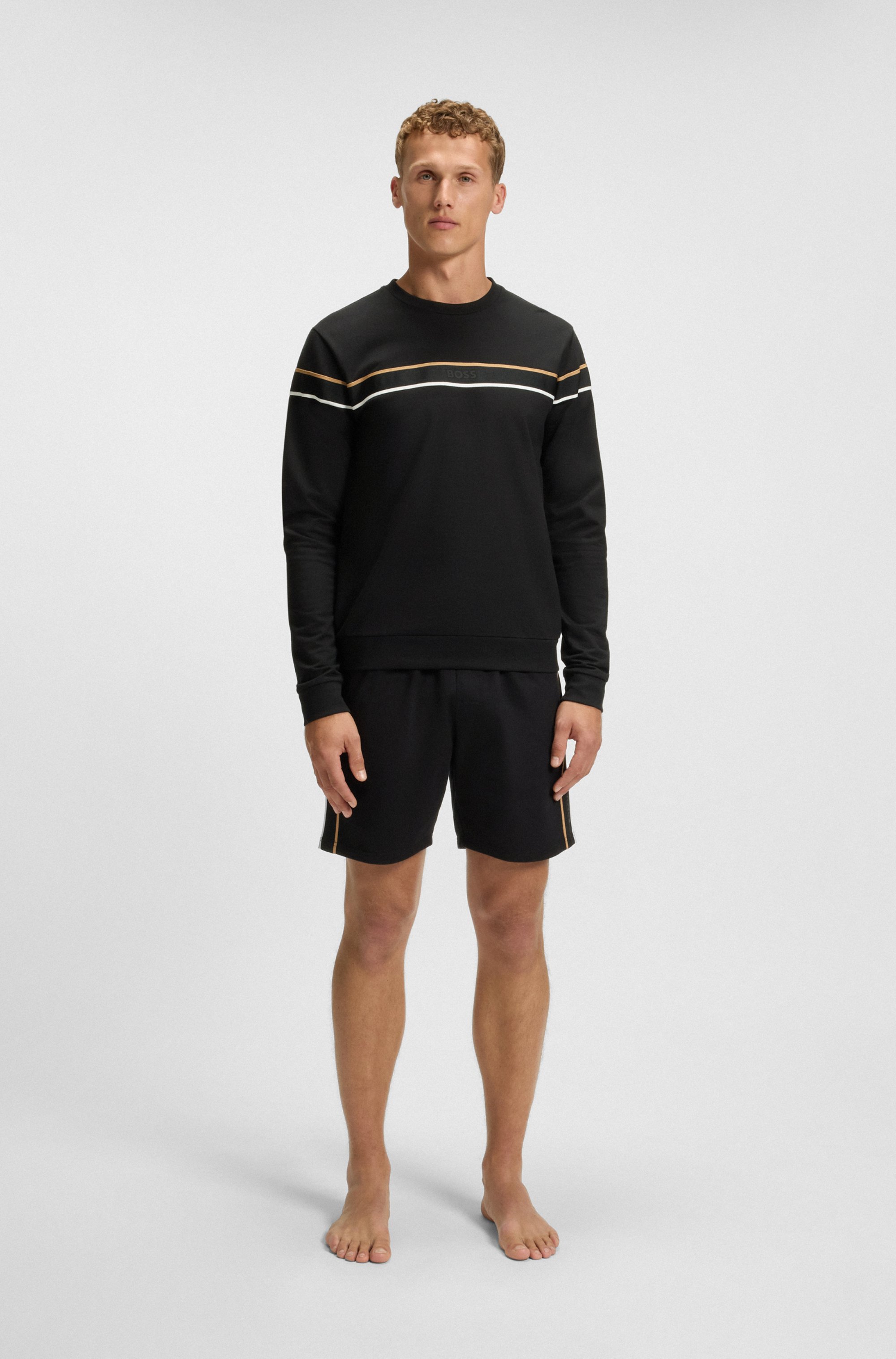 Cotton-terry sweatshirt with signature stripe