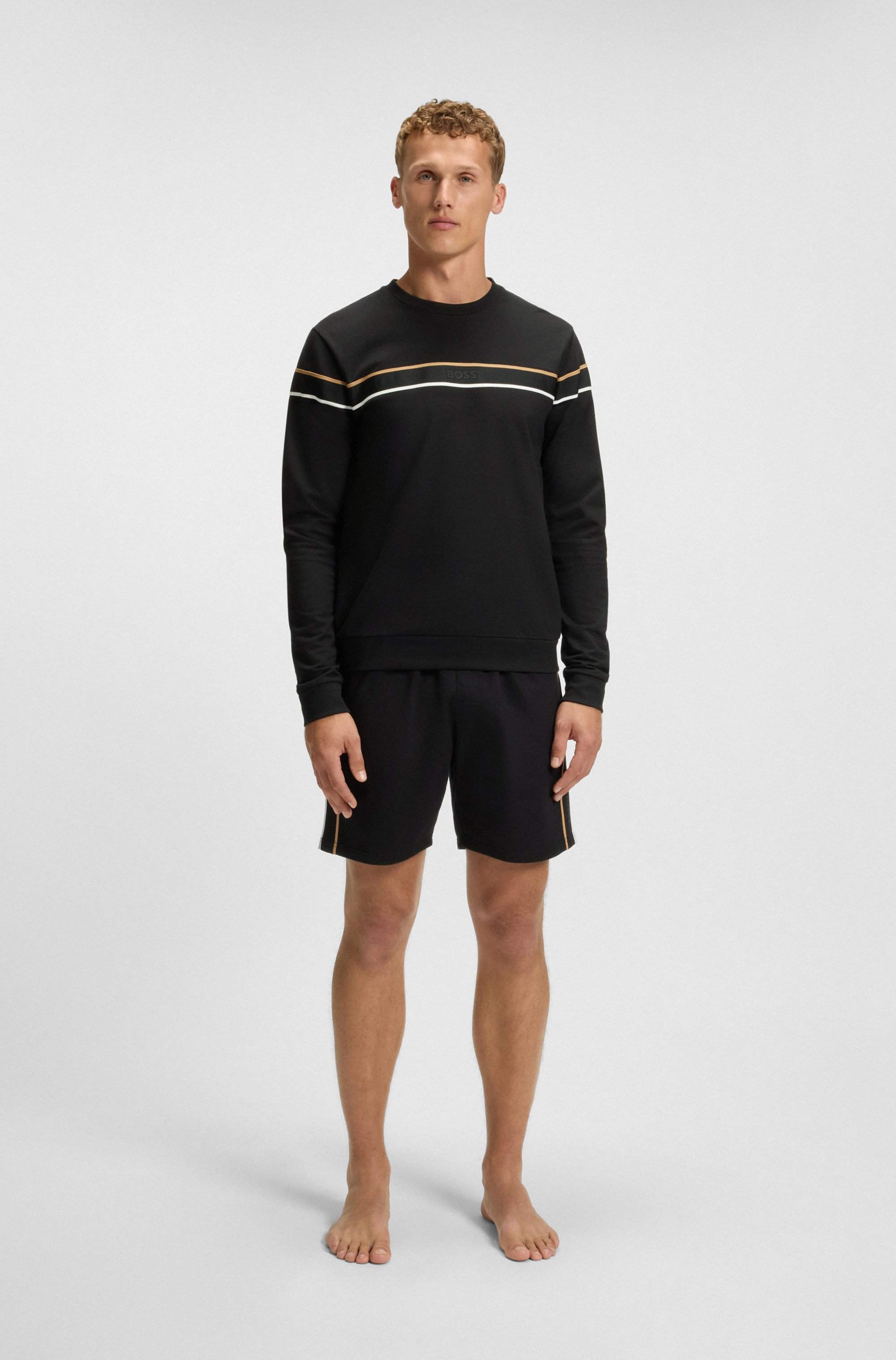 Cotton-terry sweatshirt with signature stripe