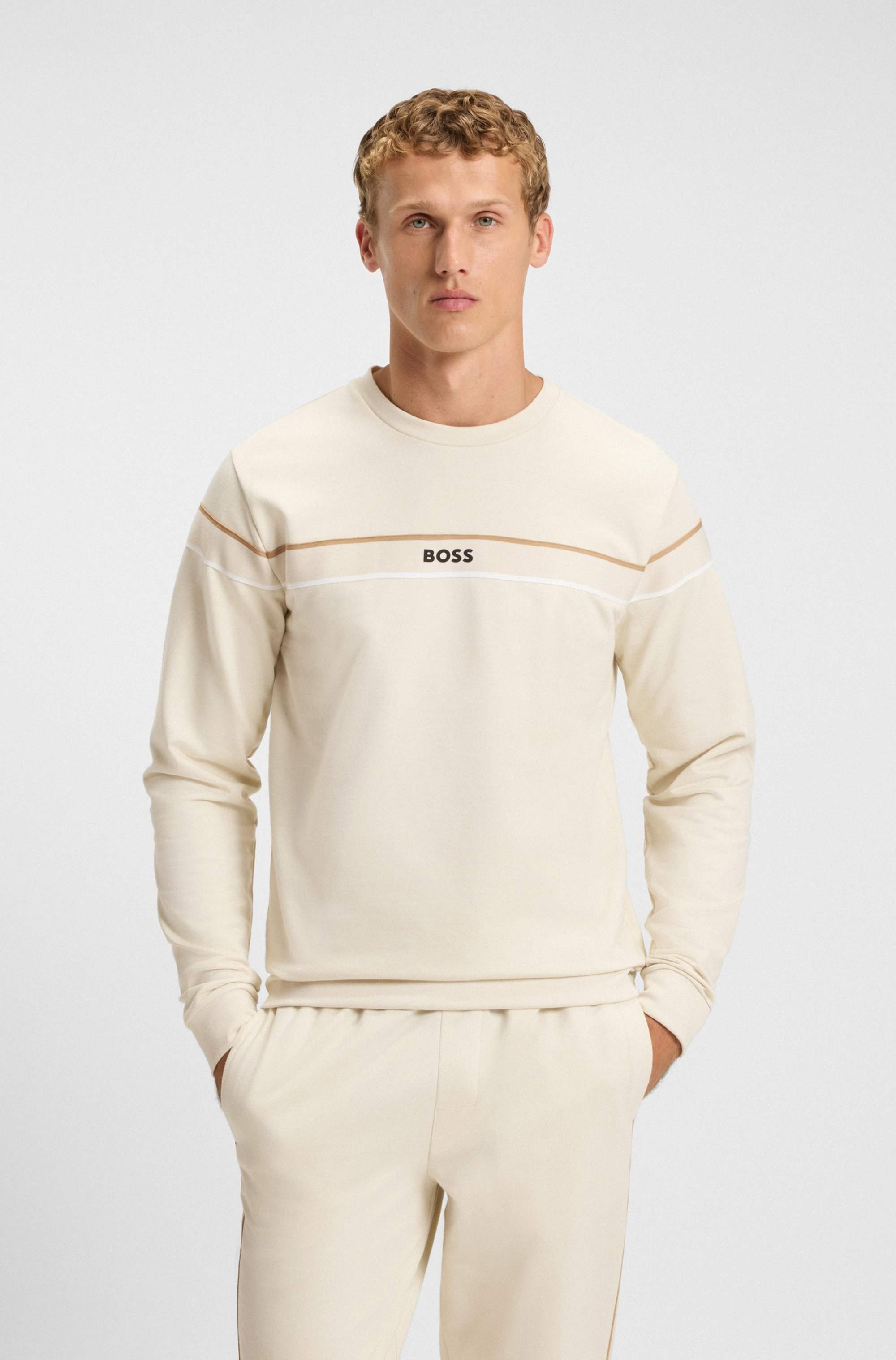 Cotton-terry sweatshirt with signature stripe