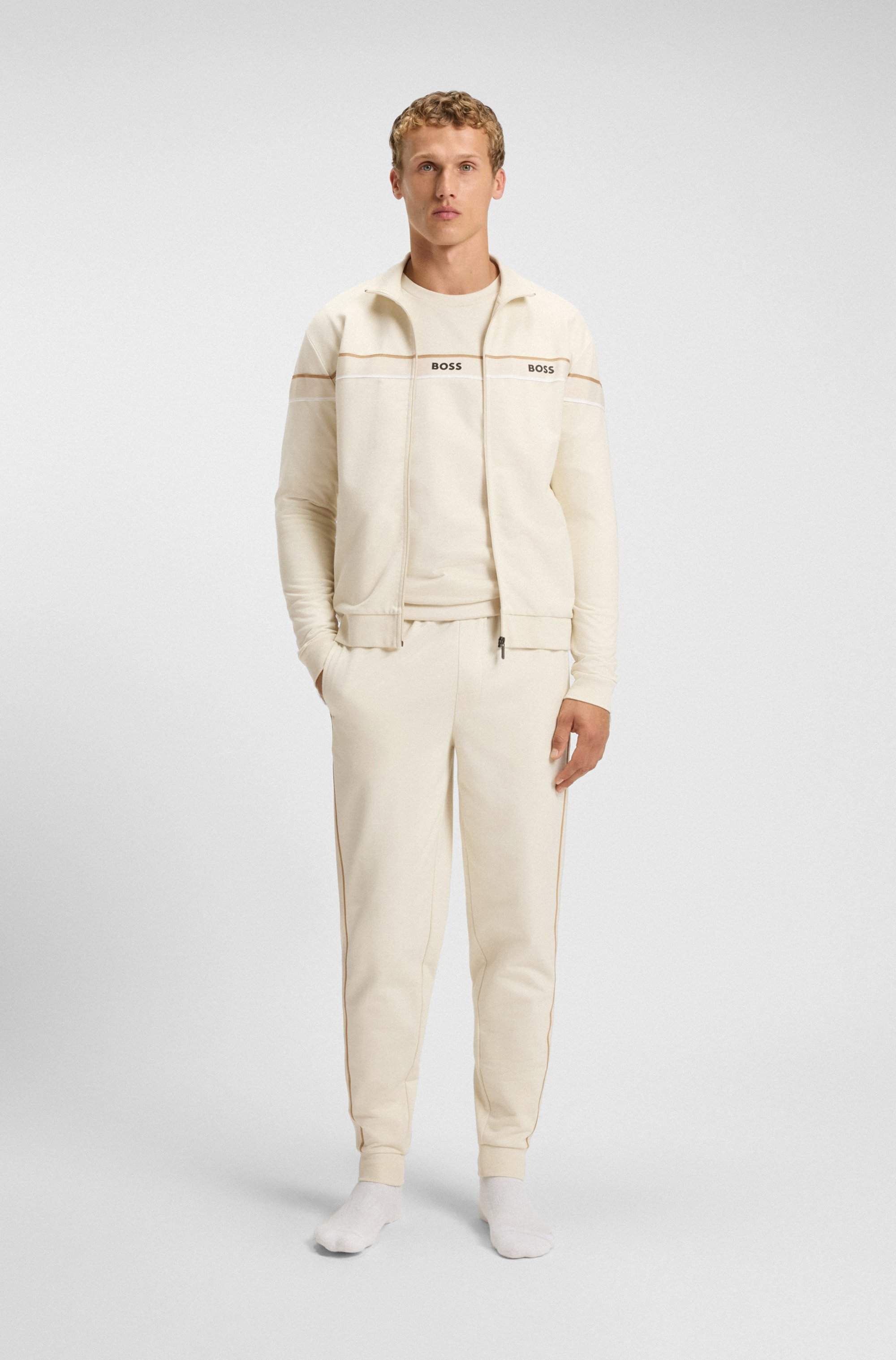 Cotton-terry sweatshirt with signature stripe