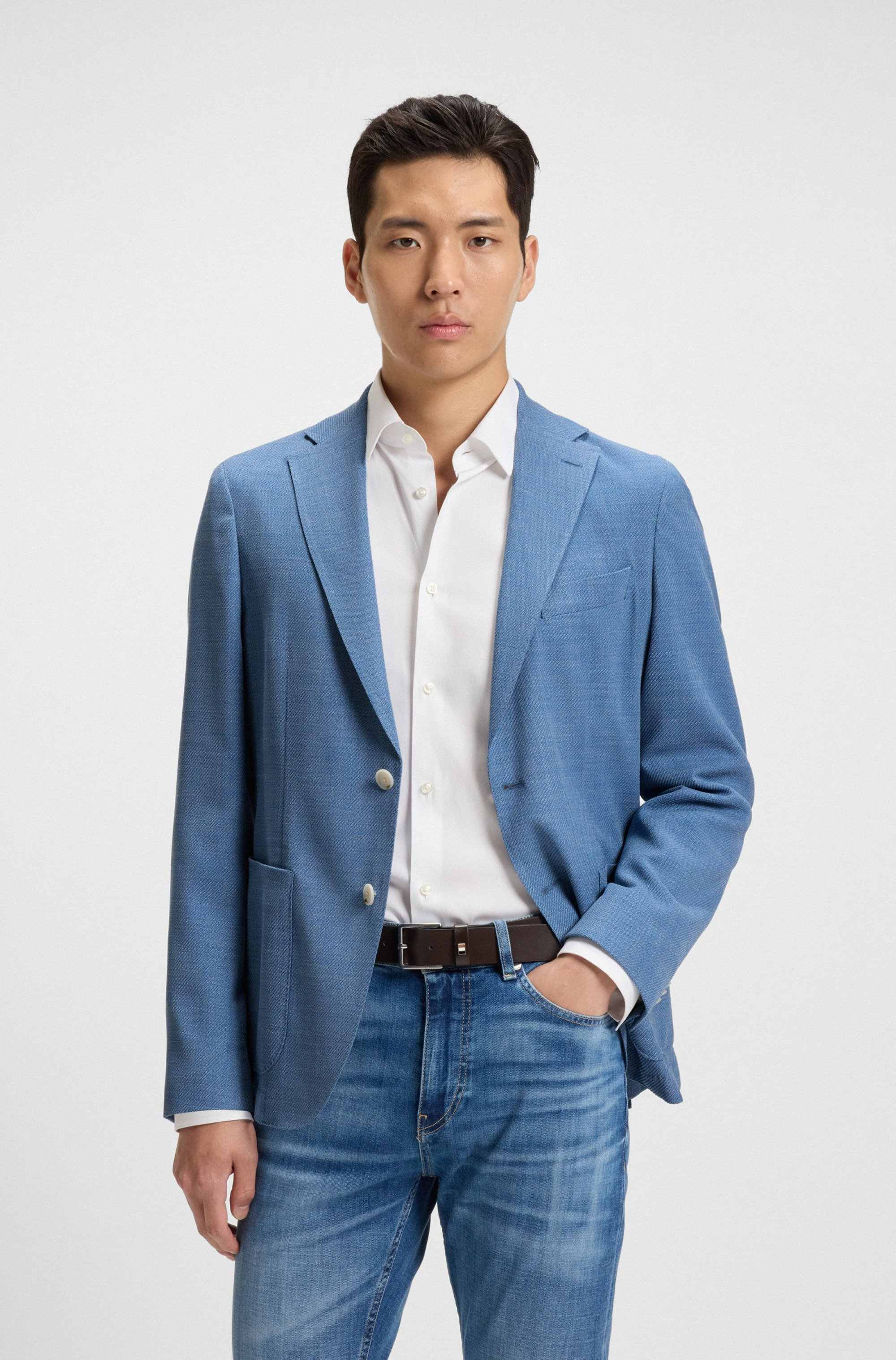 Slim-fit blazer in micro-patterned comfort-stretch cloth