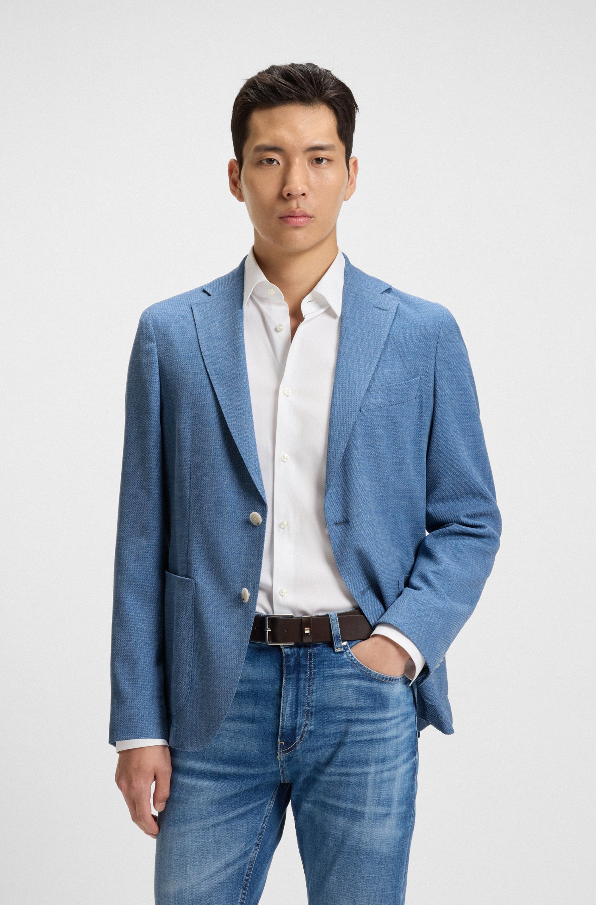 Slim-fit blazer in micro-patterned comfort-stretch cloth