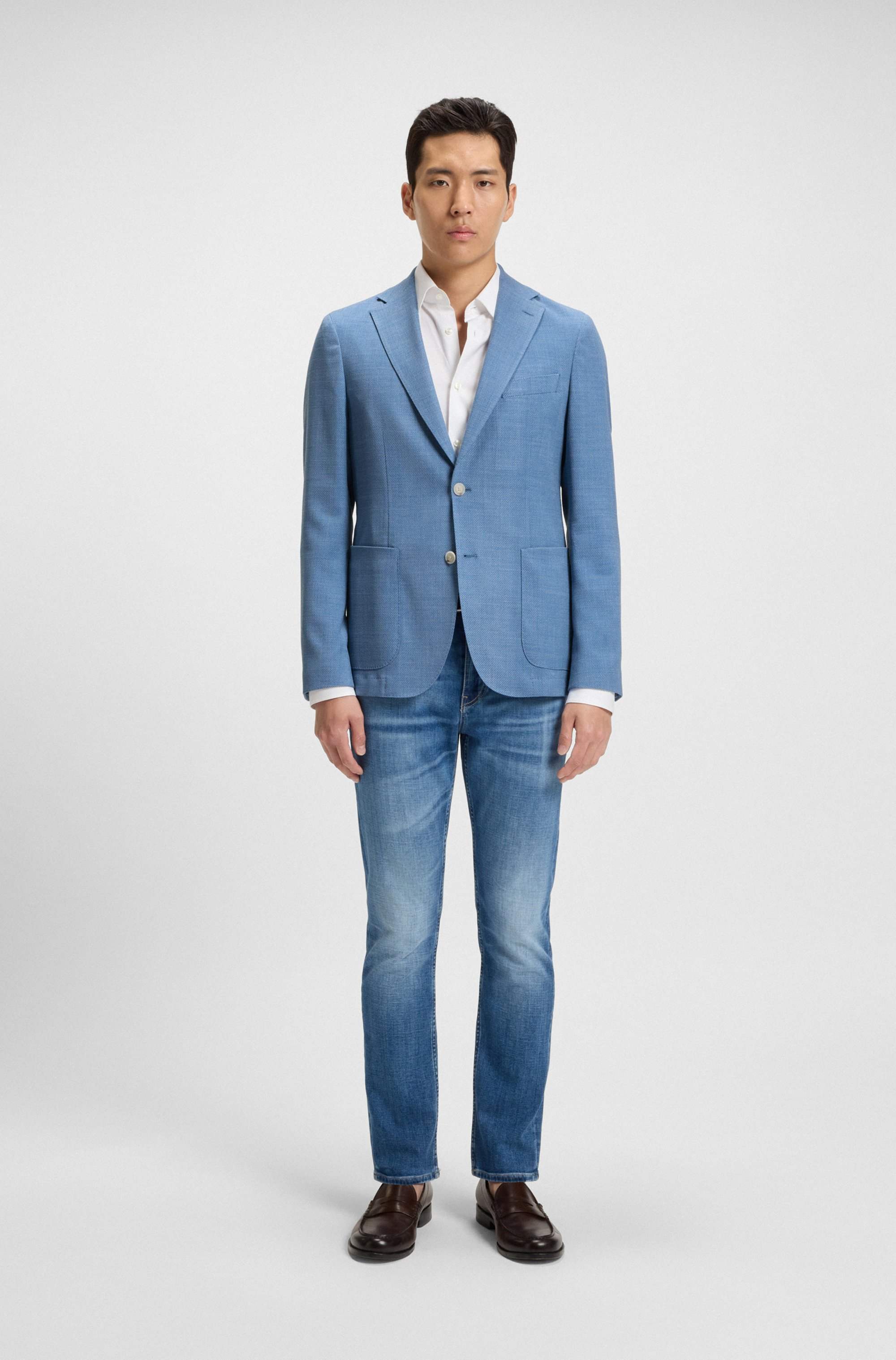 Slim-fit blazer in micro-patterned comfort-stretch cloth