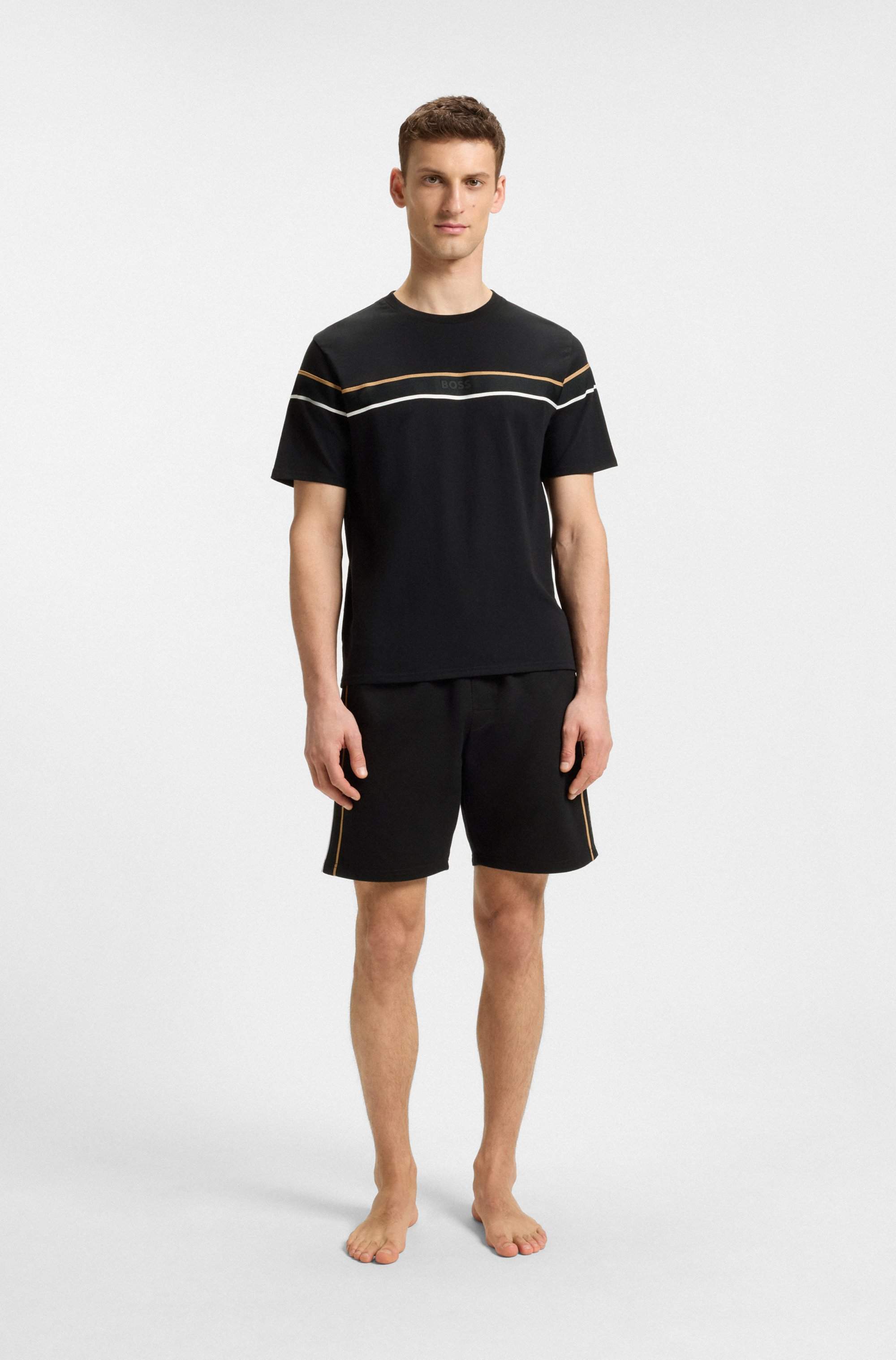 Cotton-jersey T-shirt with tape trims