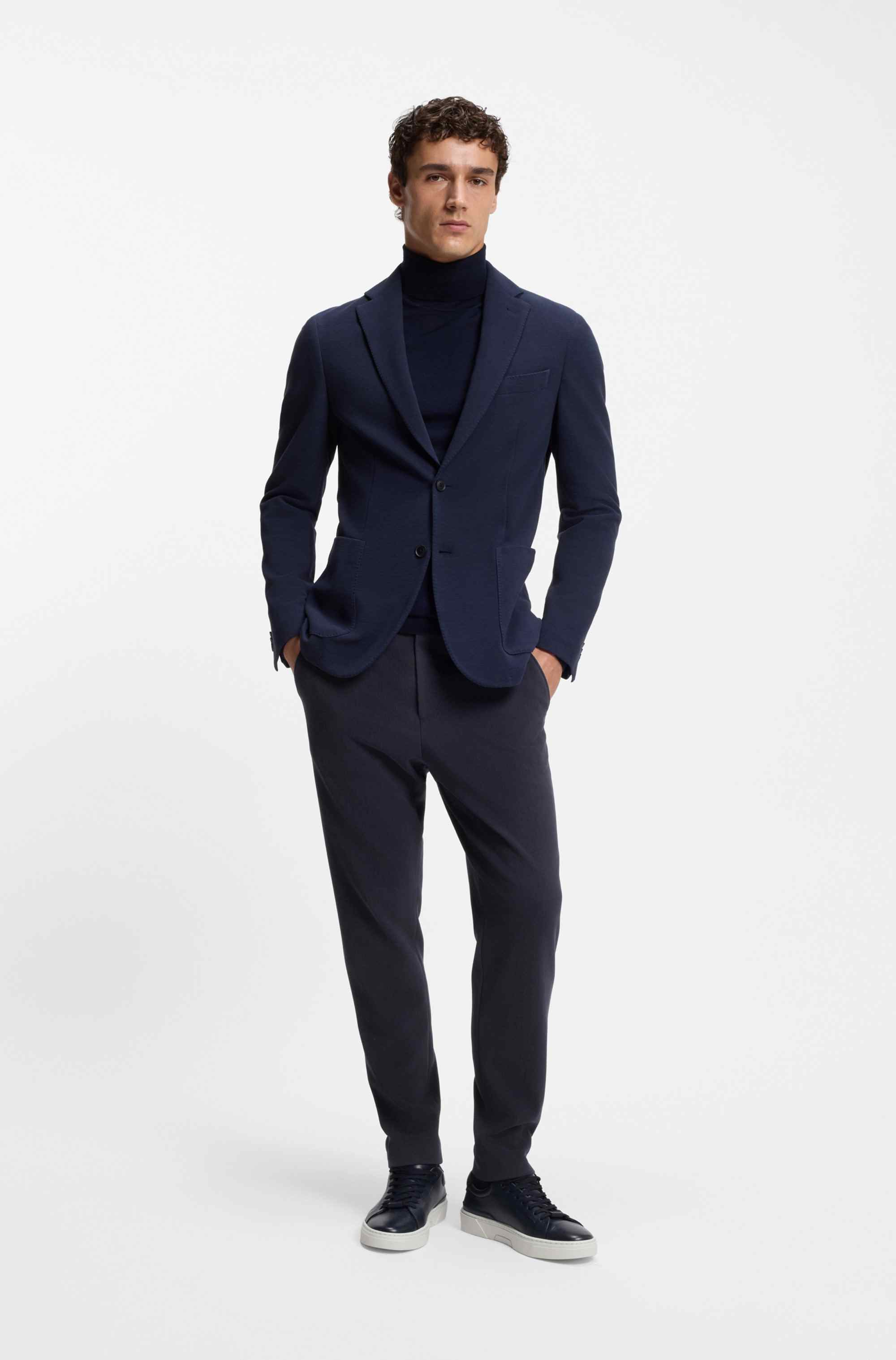 Tapered-fit trousers in a cotton blend