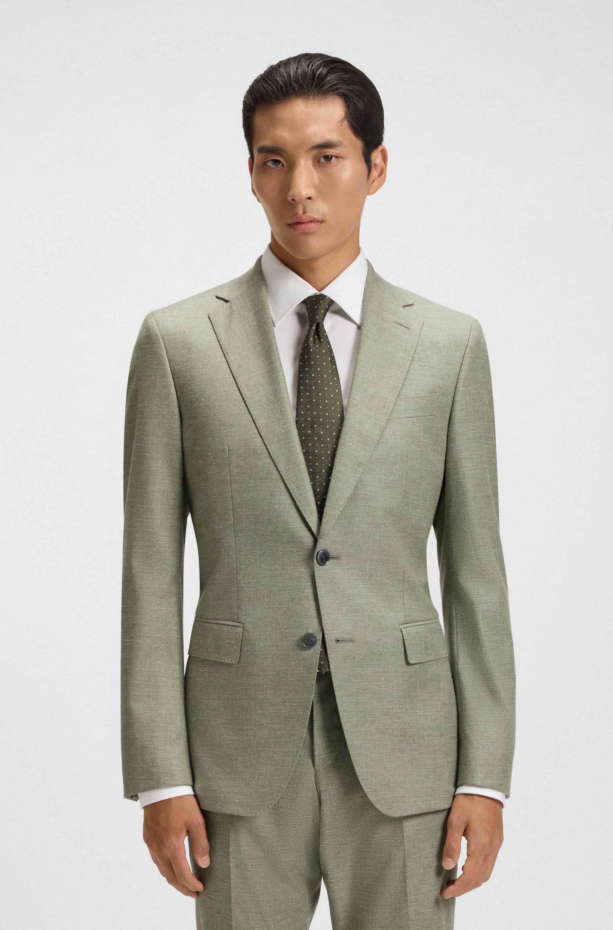 Slim-fit blazer in patterned stretch fabric