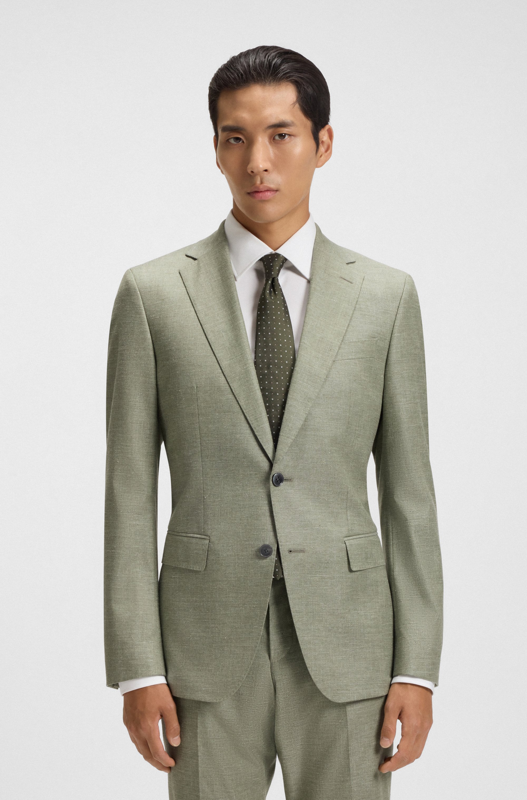 Slim-fit blazer in patterned stretch fabric