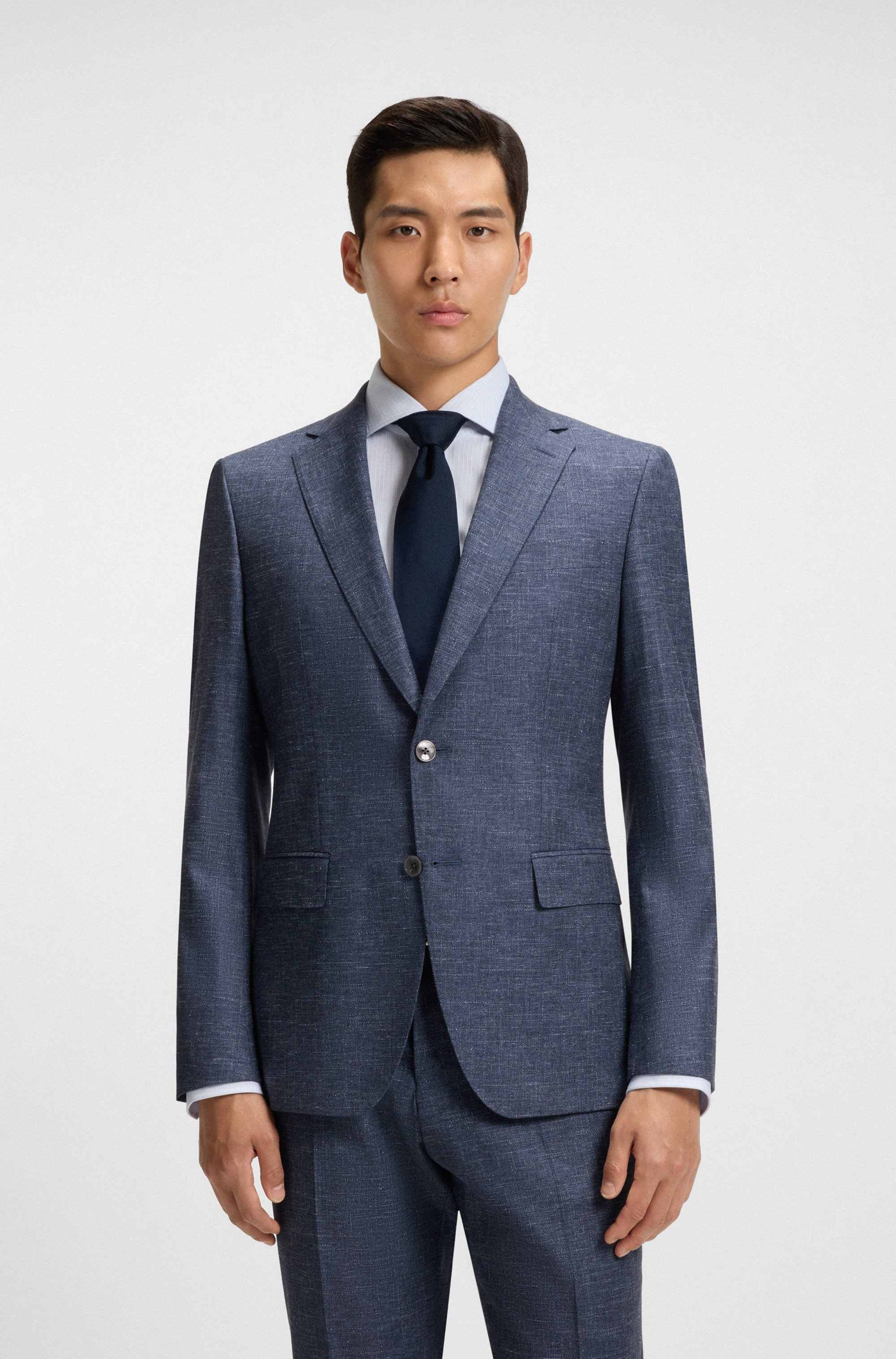 Slim-fit blazer in patterned stretch fabric