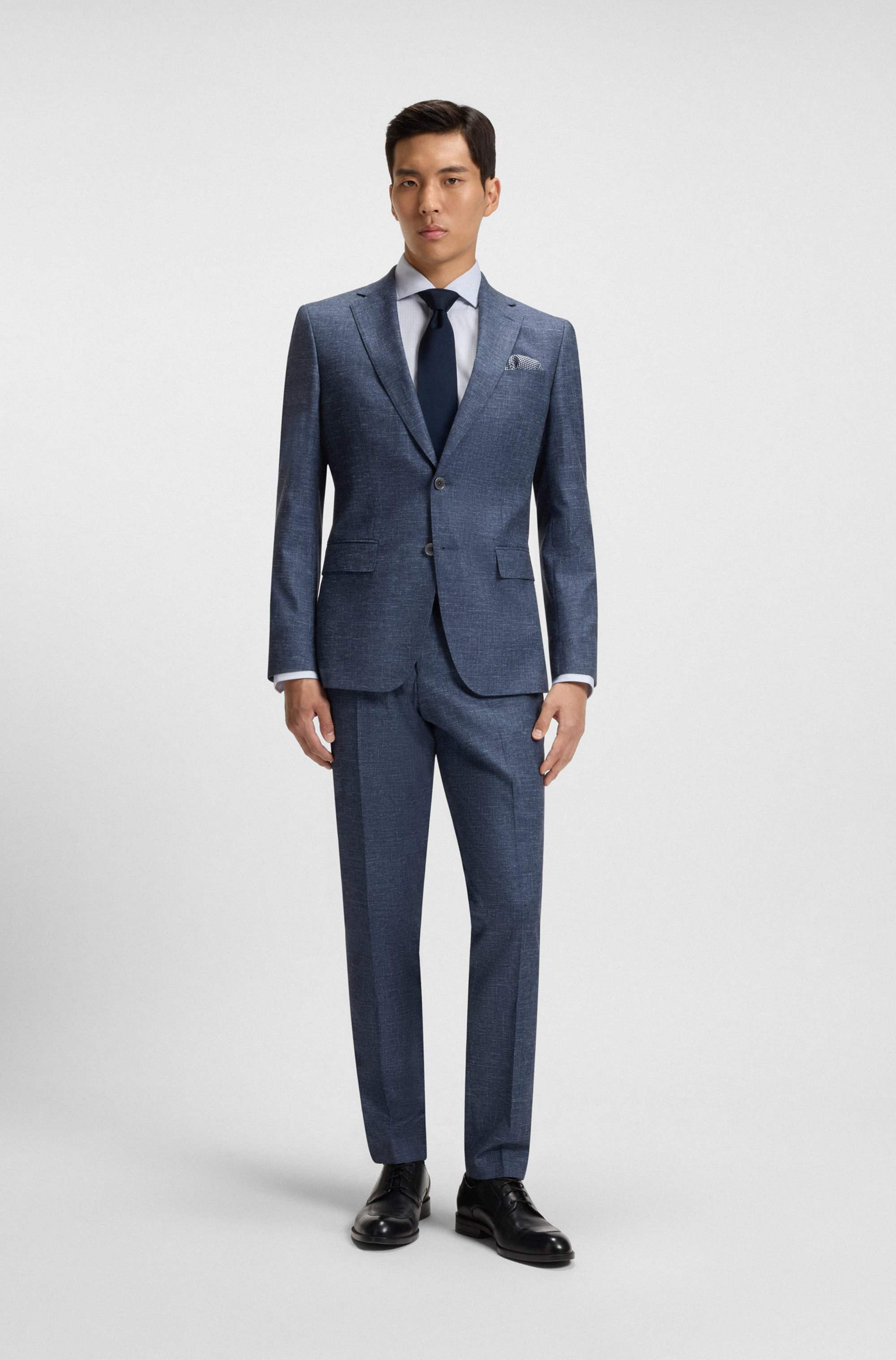 Slim-fit blazer in patterned stretch fabric