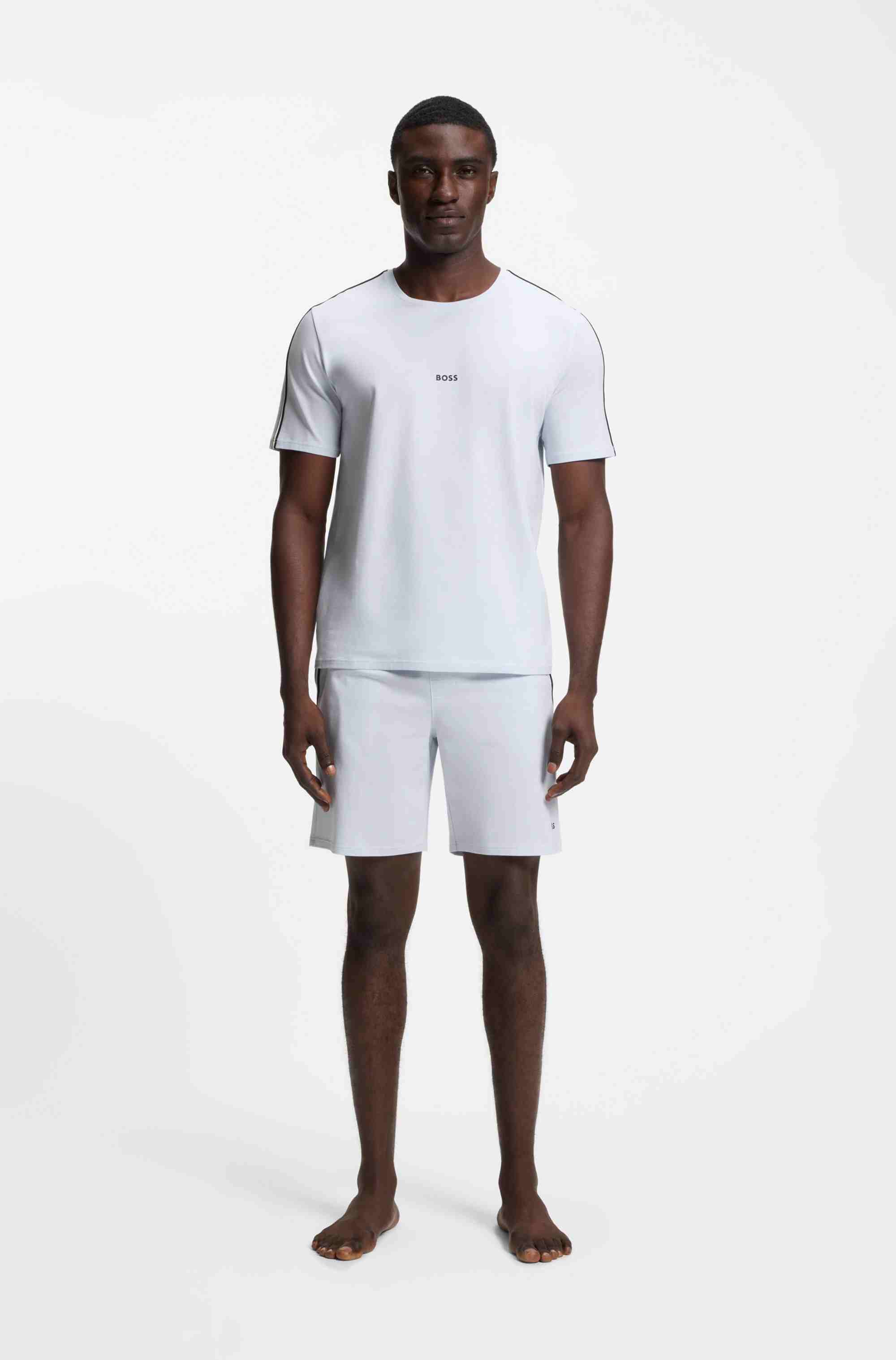 Stretch-cotton pyjama shorts with signature-stripe tape