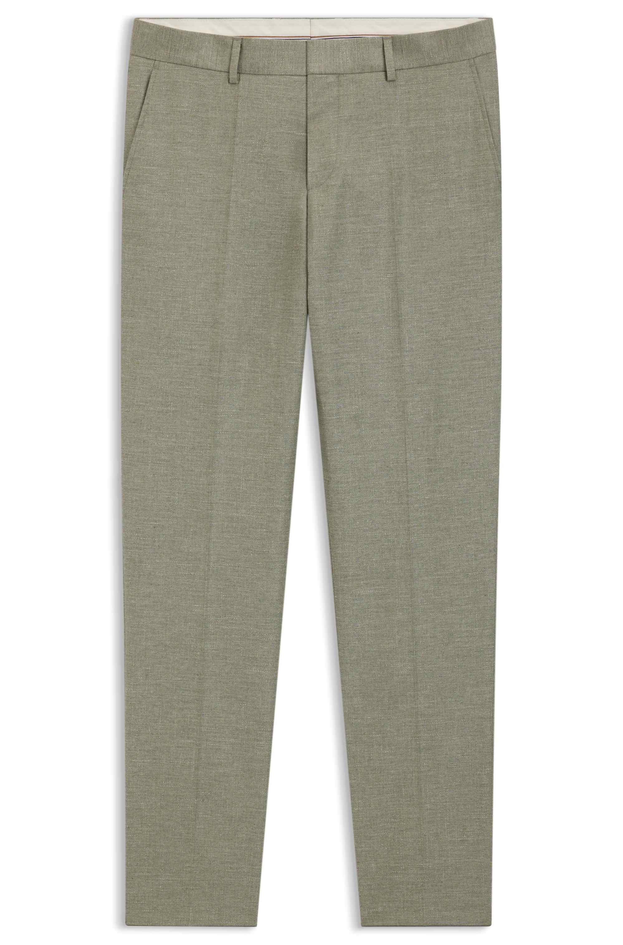Slim-fit trousers in patterned stretch fabric