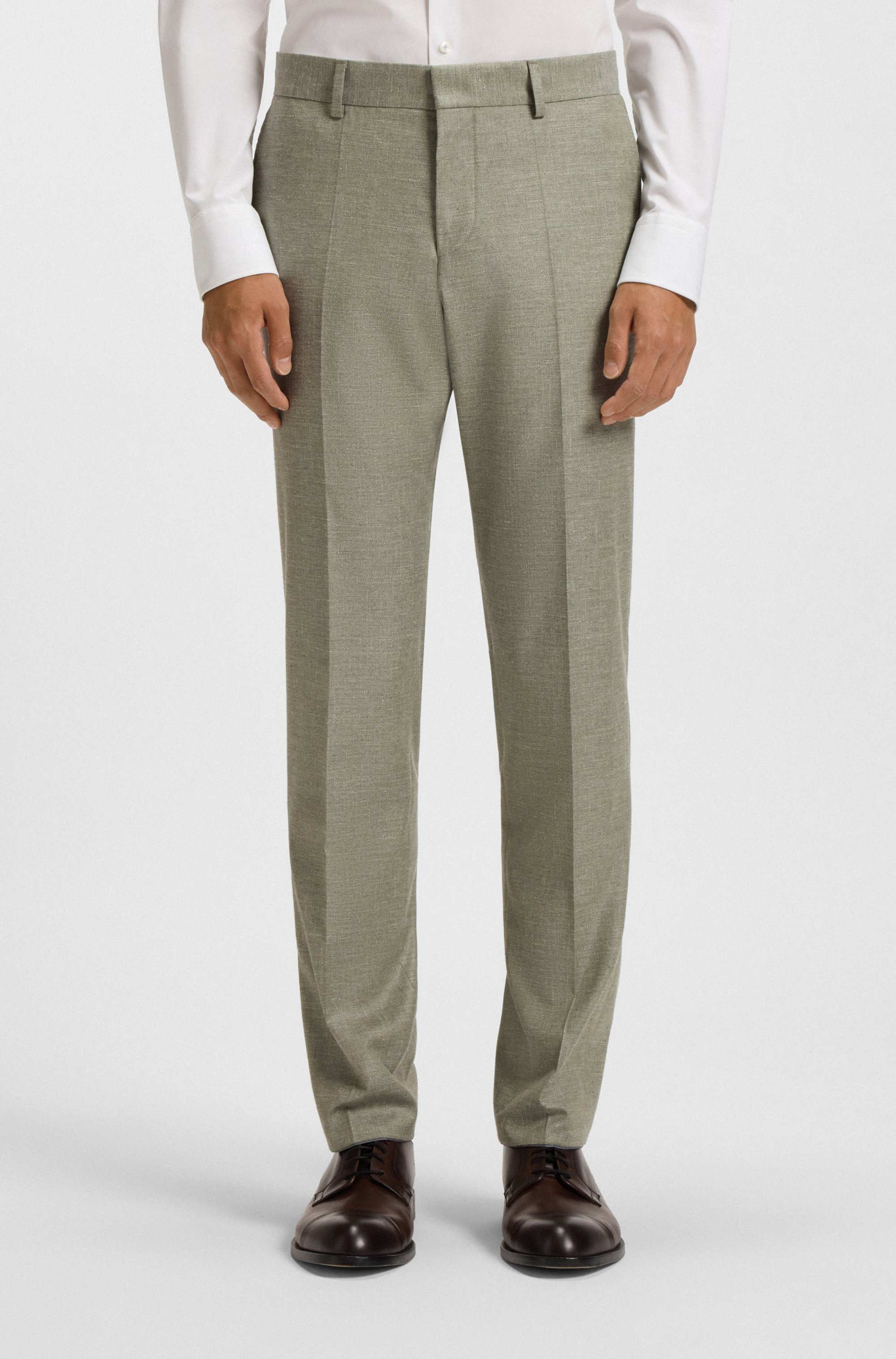 Slim-fit trousers in patterned stretch fabric