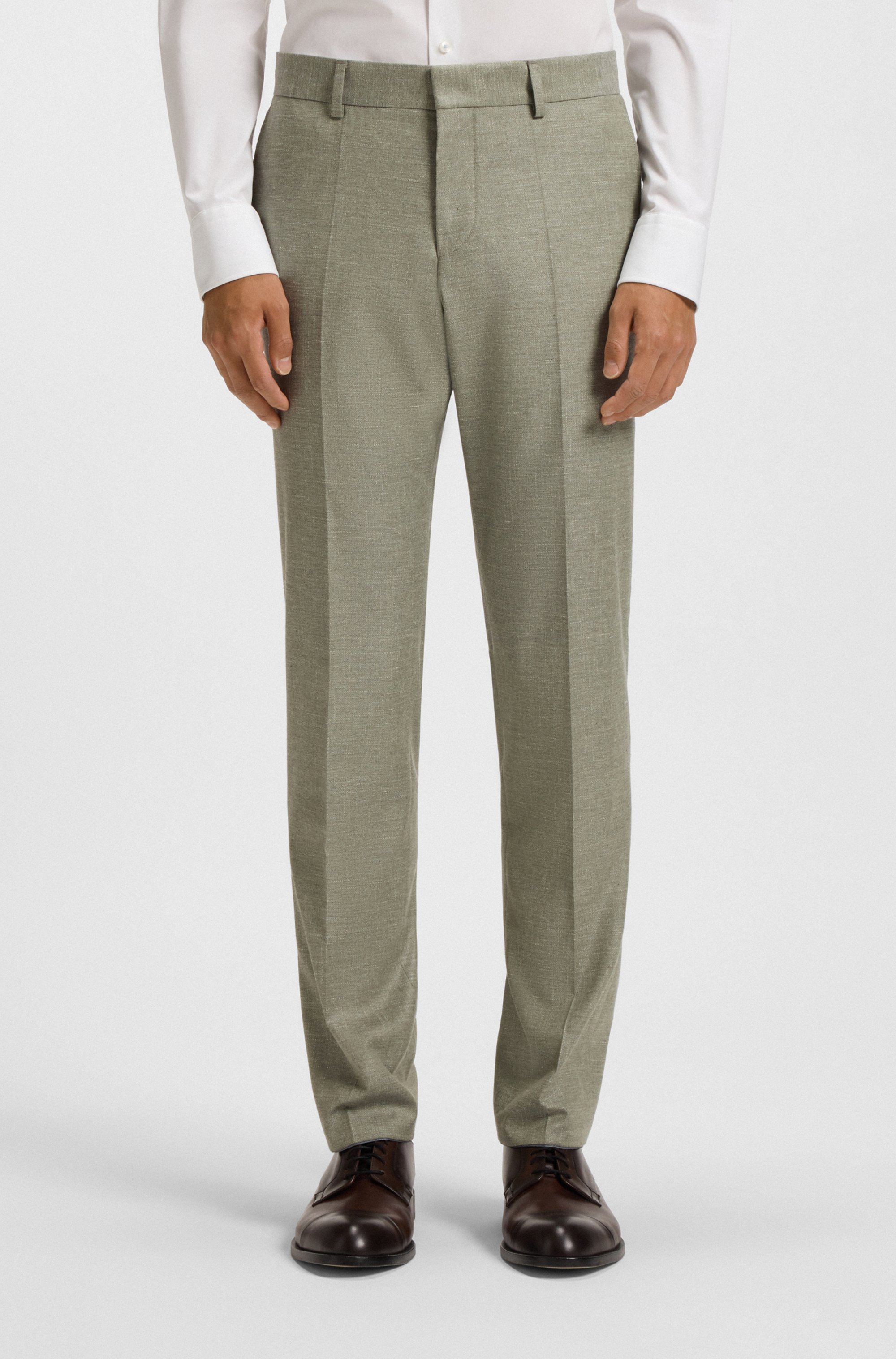 Slim-fit trousers in patterned stretch fabric