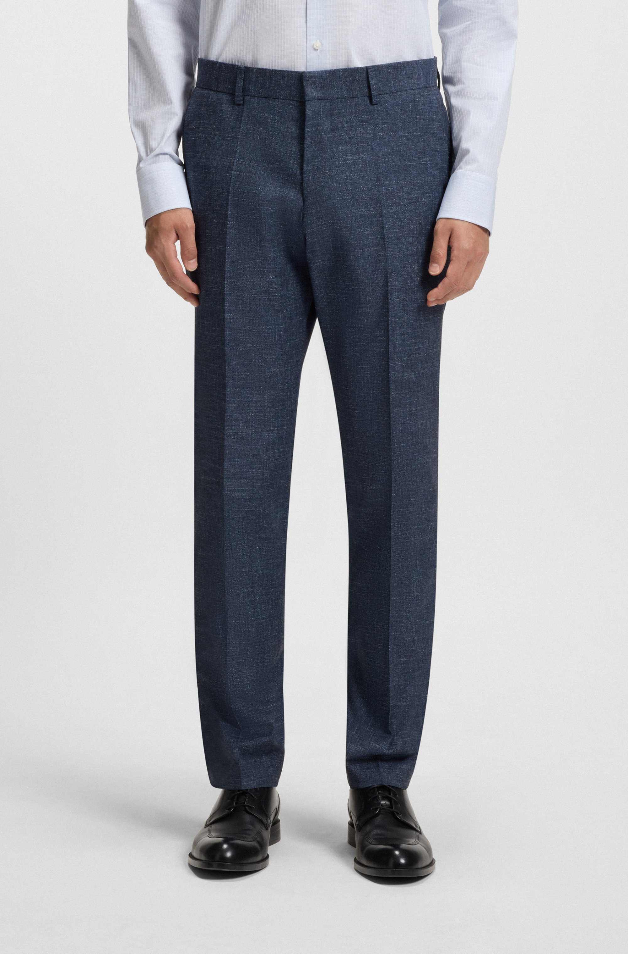 Slim-fit trousers in patterned stretch fabric