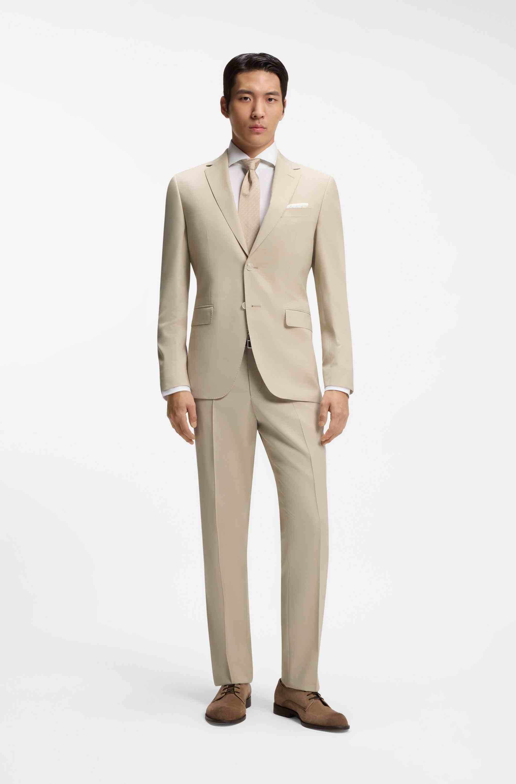 Regular-fit suit in micro-patterned virgin wool