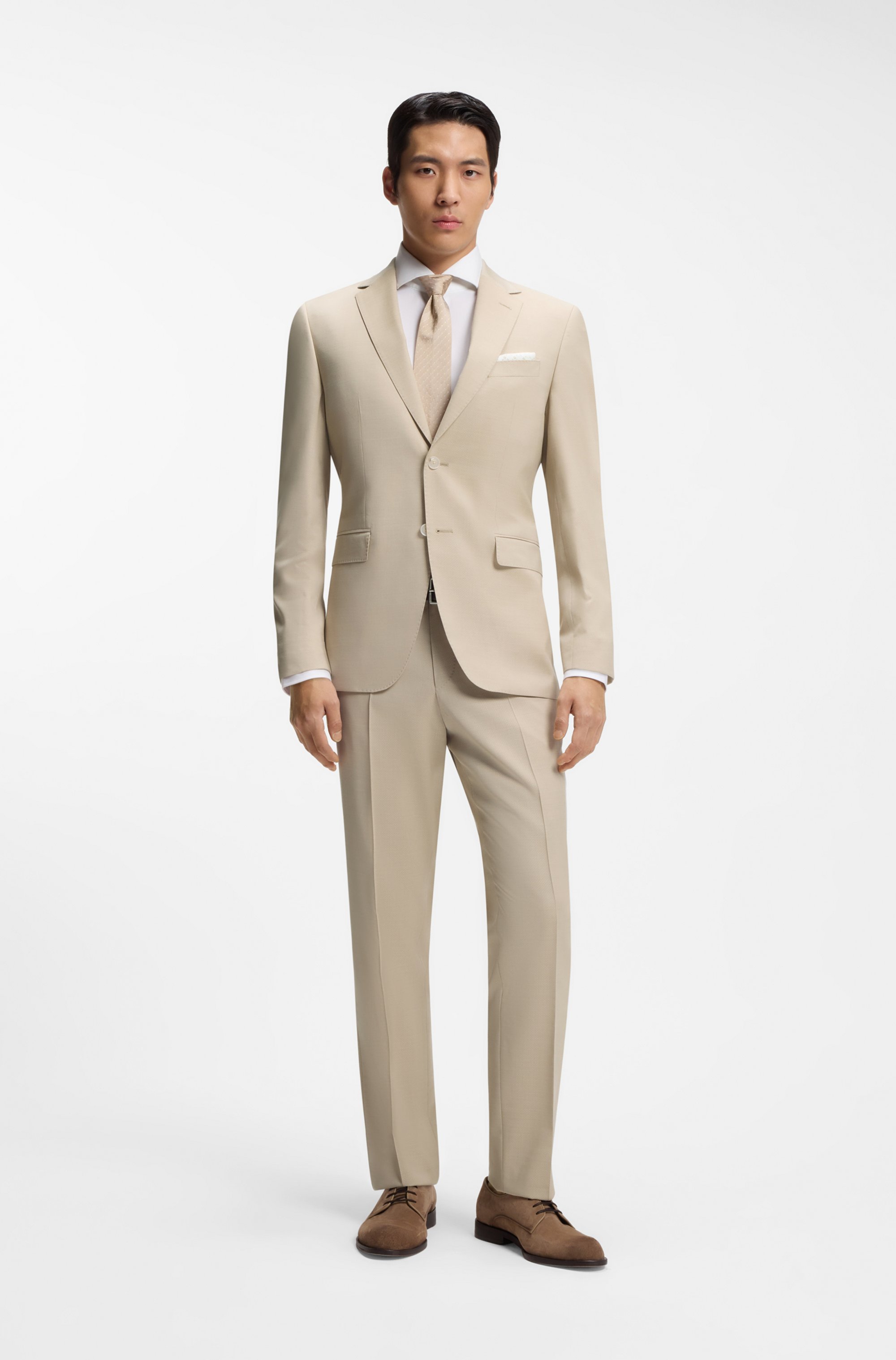Regular-fit suit in micro-patterned virgin wool