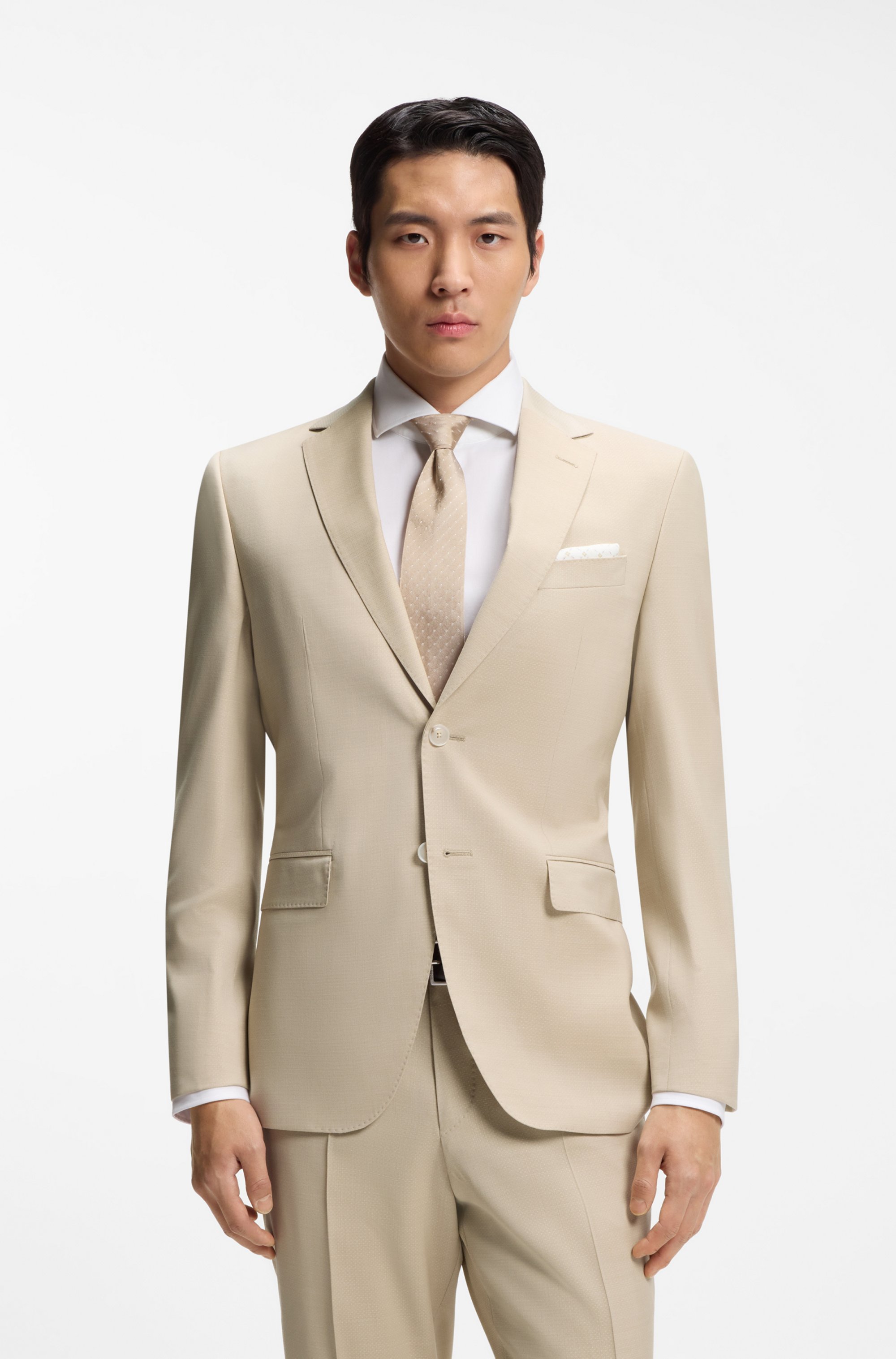 Regular-fit suit in micro-patterned virgin wool