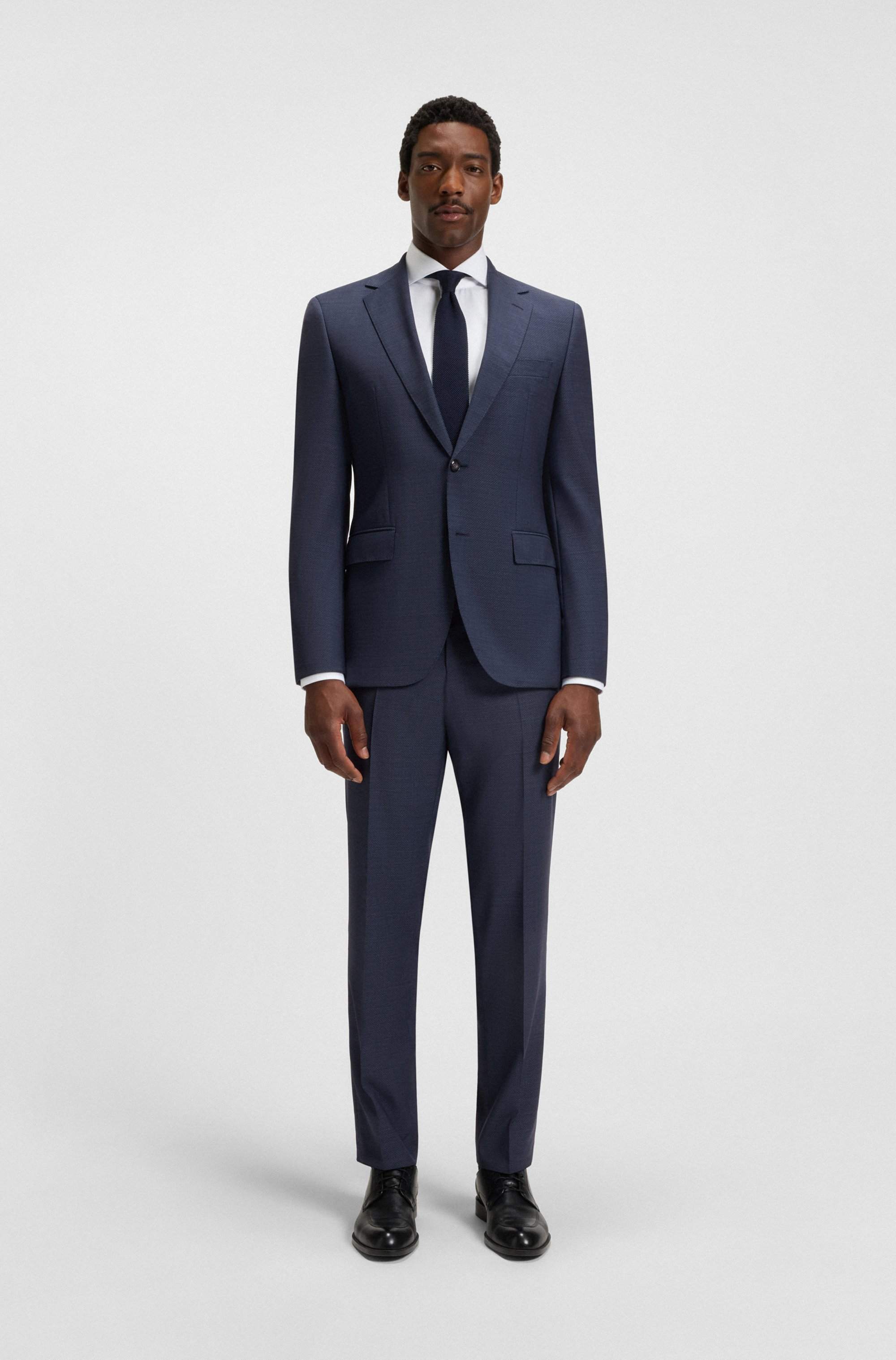 Regular-fit suit in micro-patterned virgin wool