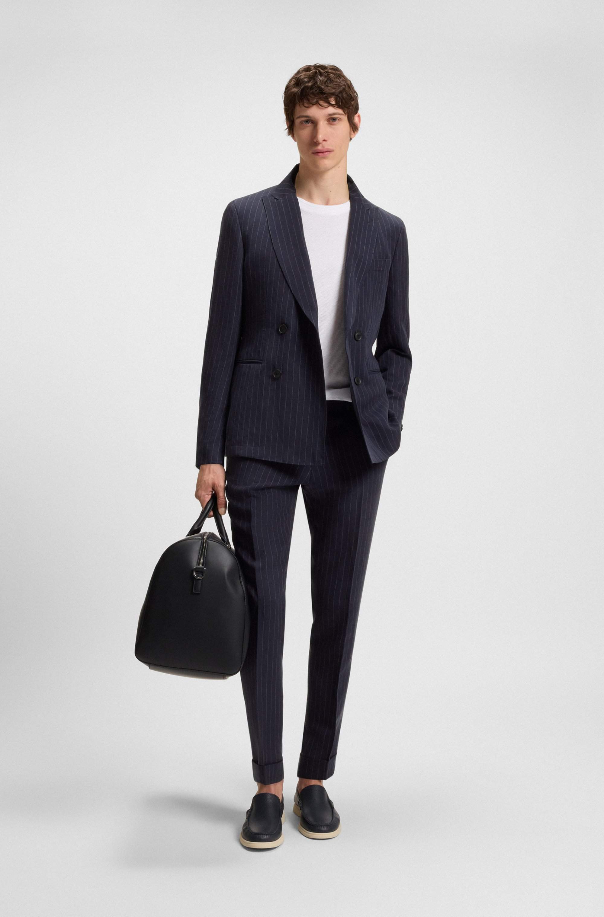Slim-fit suit with vertical stripe