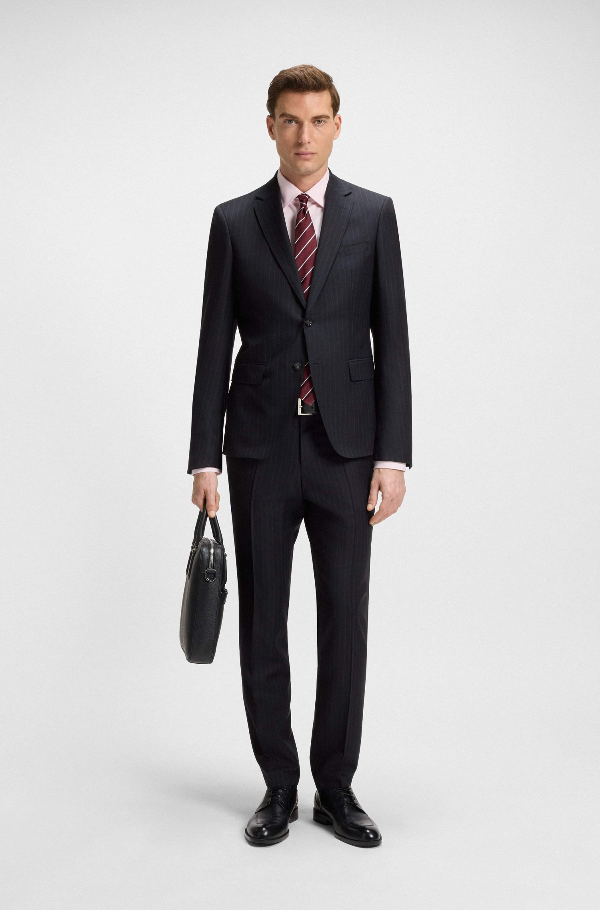 Slim-fit suit in striped virgin wool