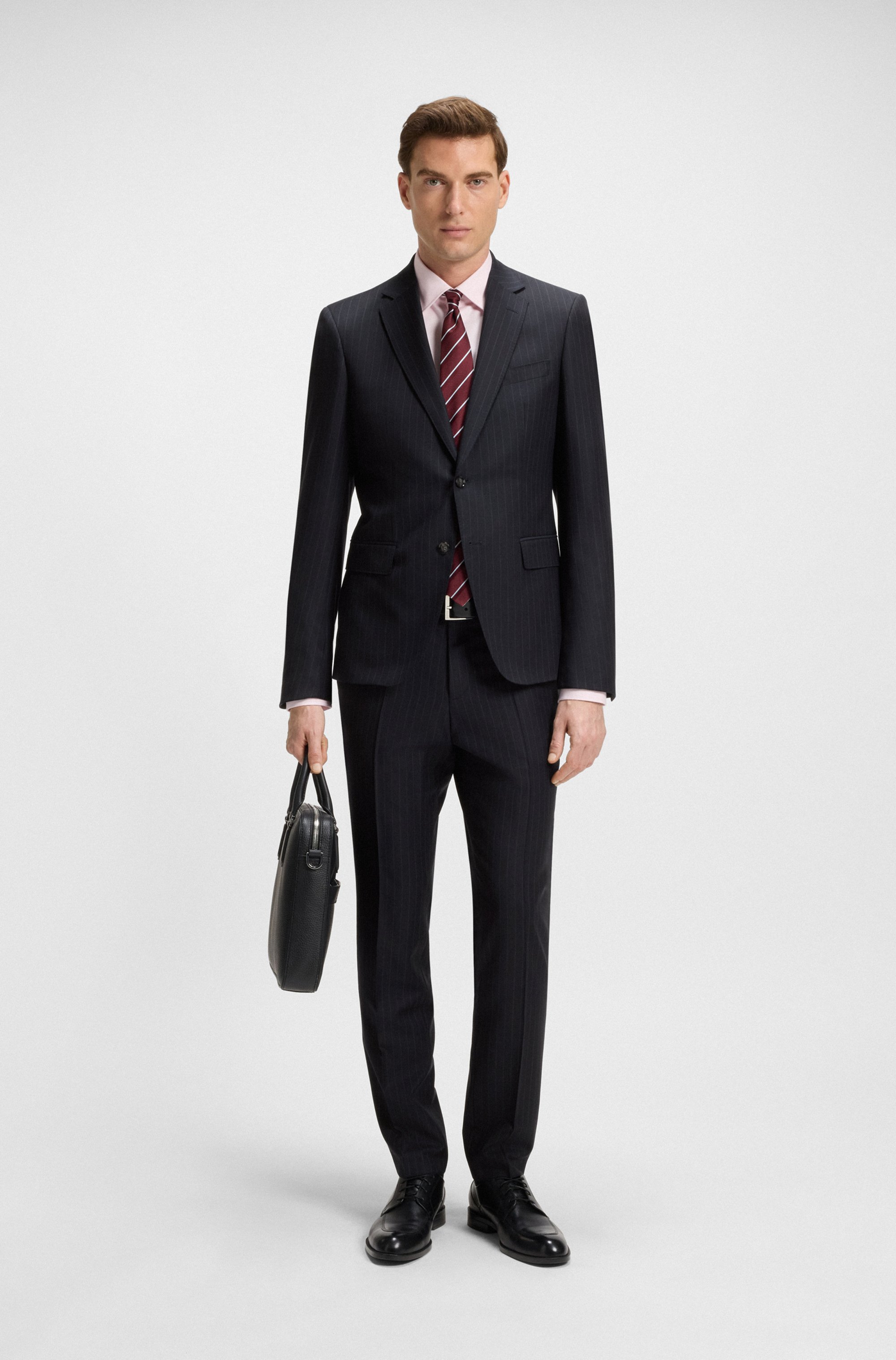 Slim-fit suit in striped virgin wool