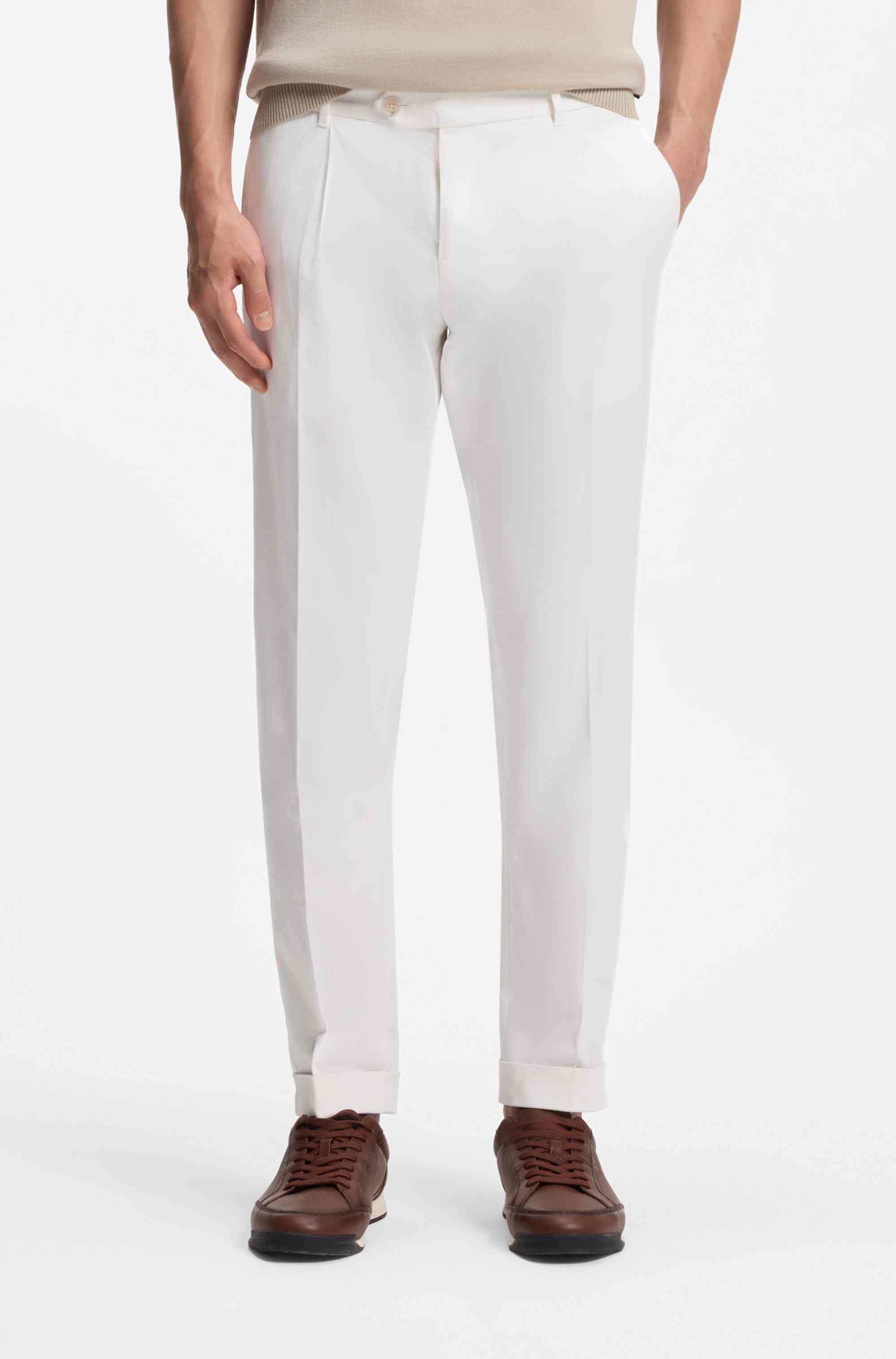 Slim-fit trousers in comfort-stretch cotton