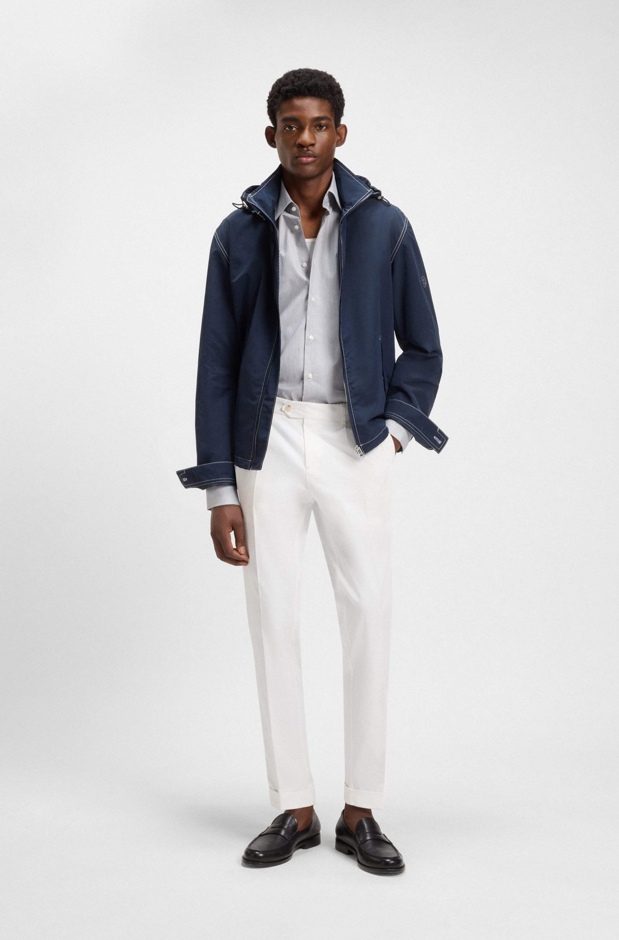 Slim-fit trousers in comfort-stretch cotton